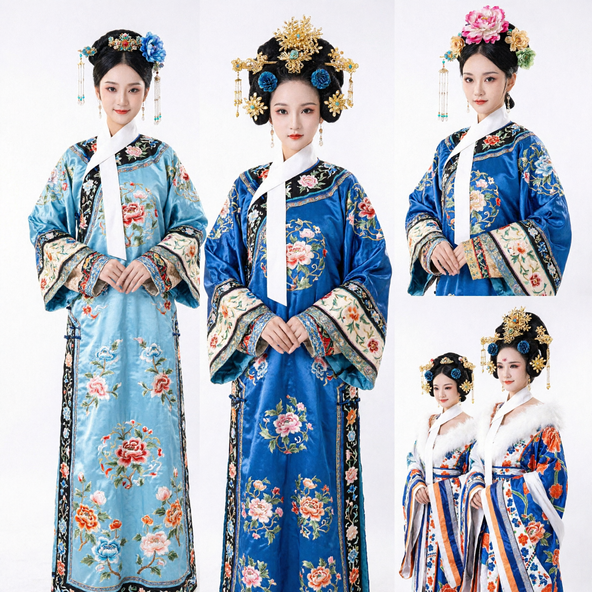 Chinese Traditional Tang Dynasty Hanfu Costume Ancient Palace Princess Dress Embroidered Fur Trim Clothing for Women