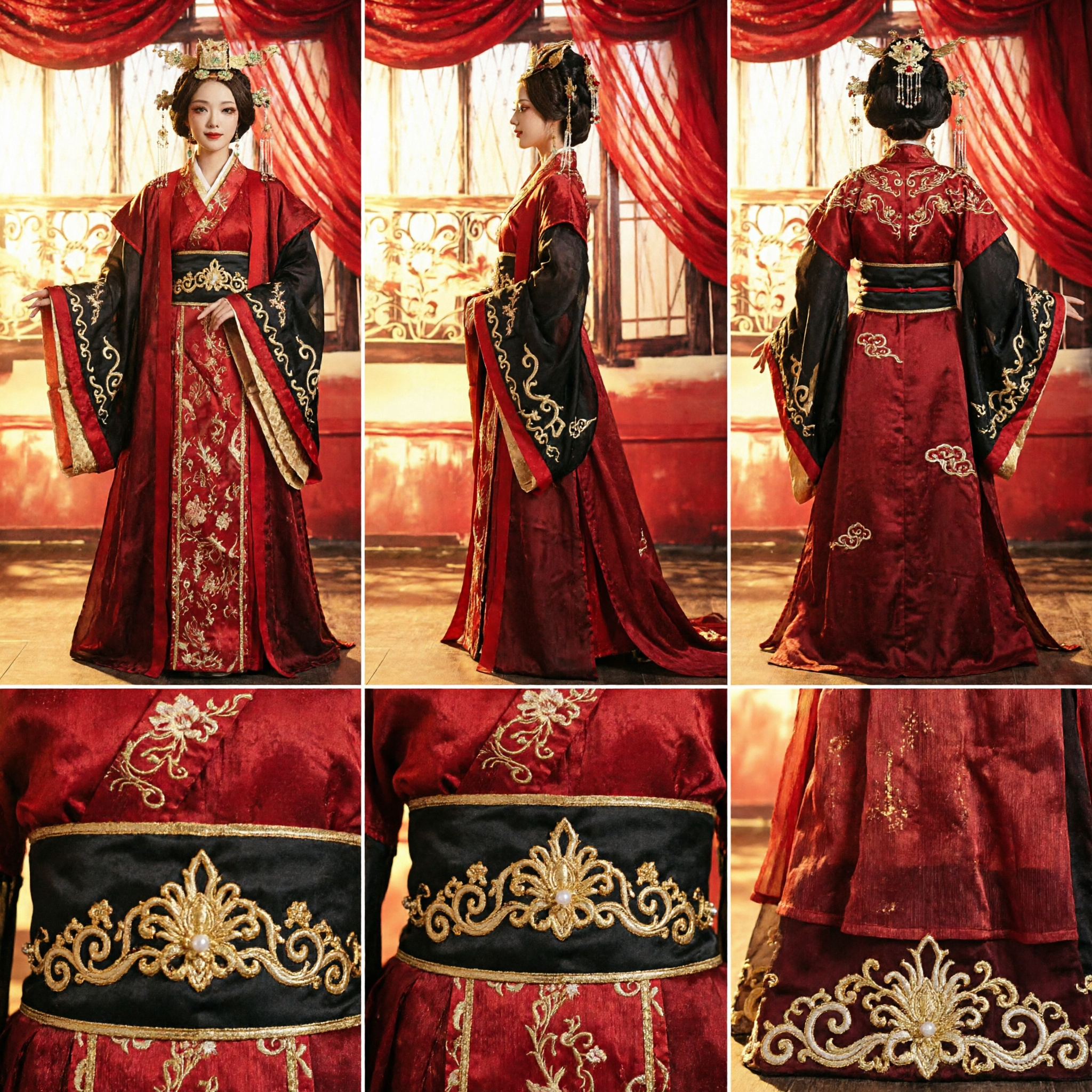 Ancient Chinese Red Hanfu Costume Traditional Embroidered Princess Wedding Dress for Women Cosplay