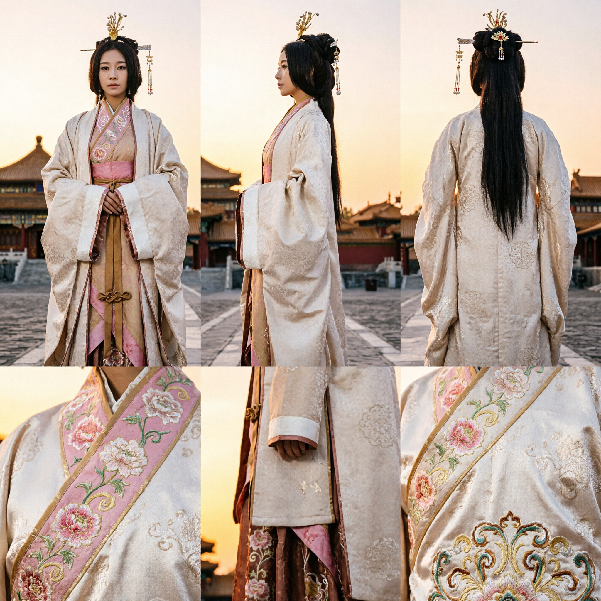 Traditional Chinese Ancient Hanfu Costume Han Dynasty Palace Lady White Robe for Women Cosplay