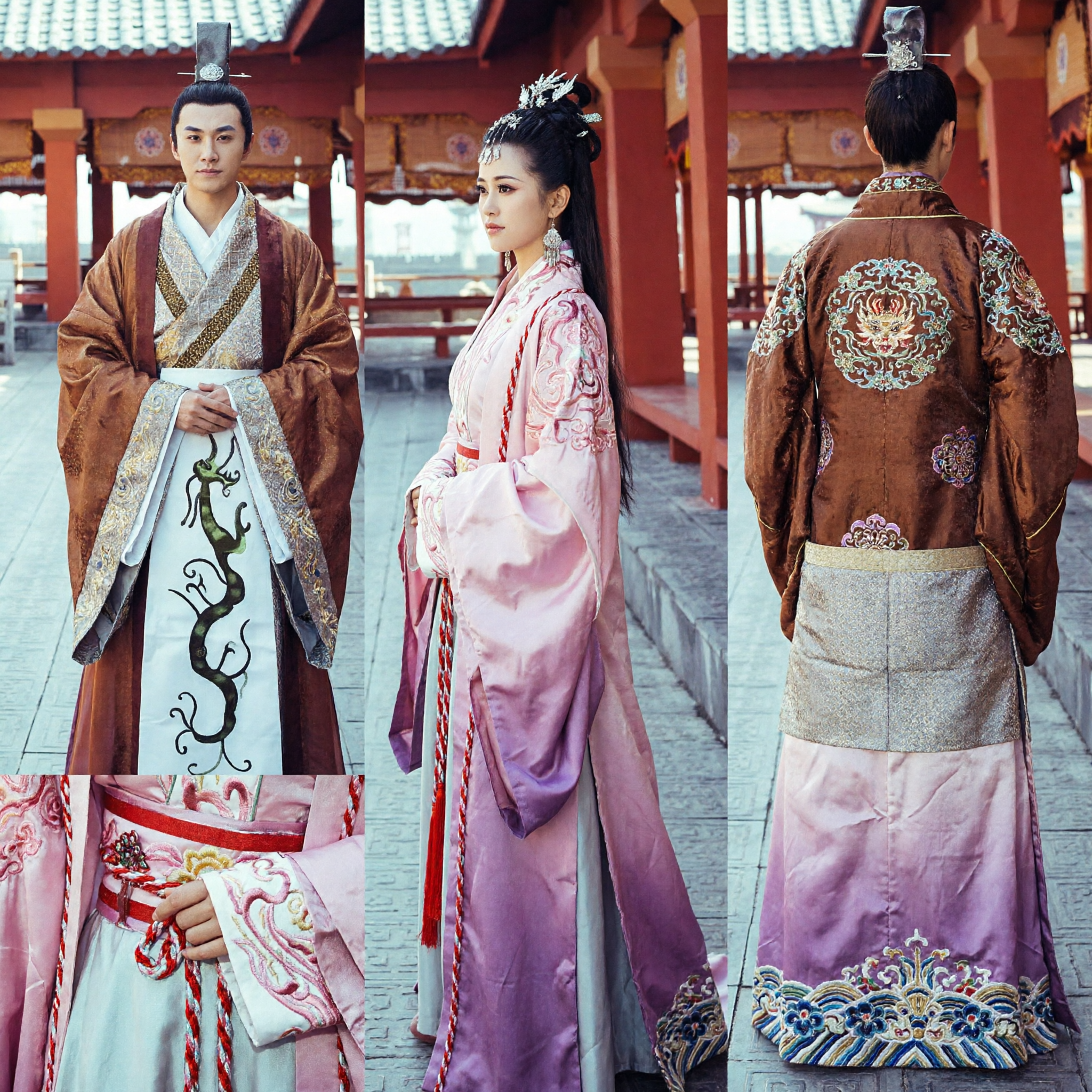 Ancient Chinese Hanfu Emperor and Empress Costume Set Traditional Royal Couple Wedding Dress for Historical Cosplay