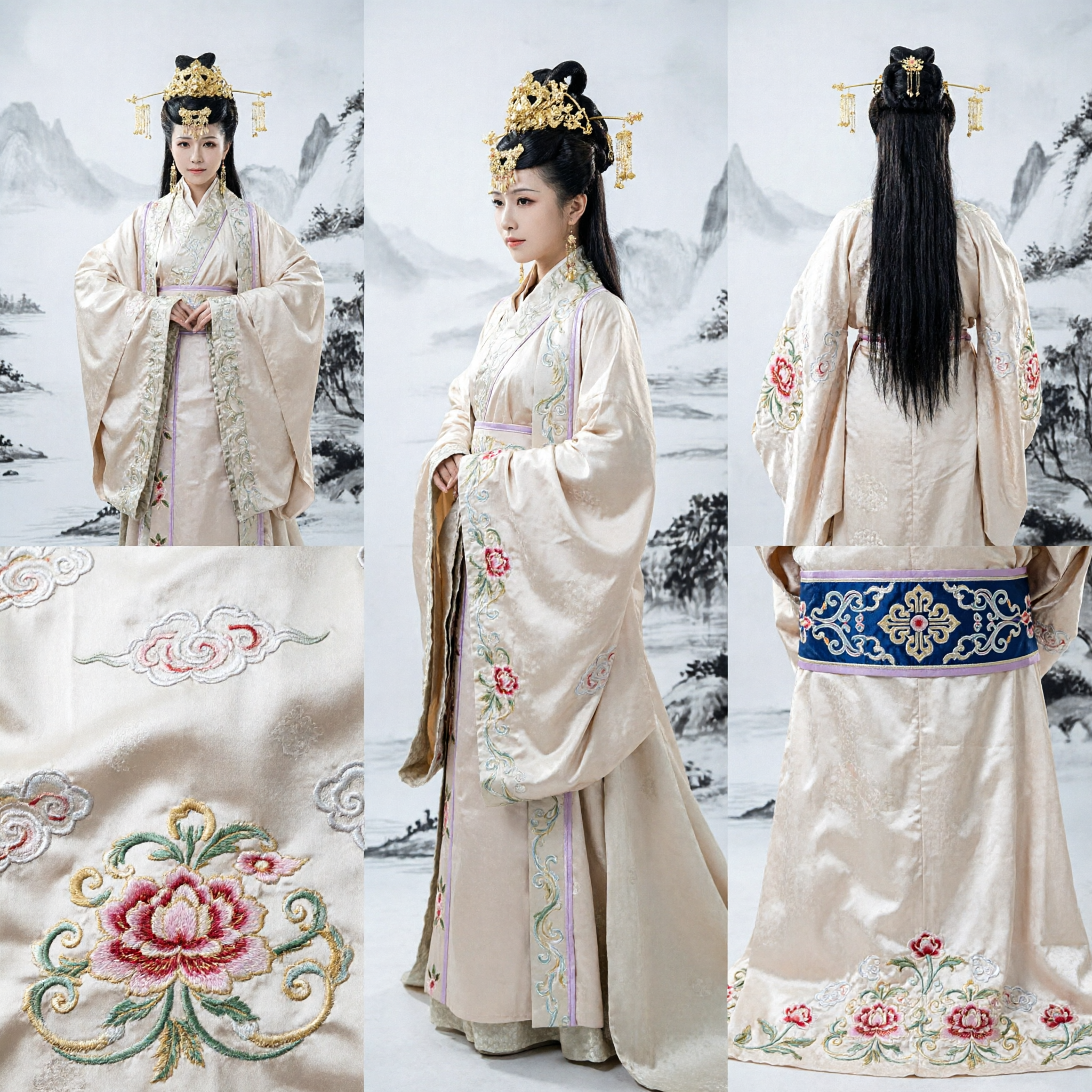 Ancient Chinese Hanfu Costume Elegant White Palace Lady Dress Traditional Historical Clothing for Women Cosplay