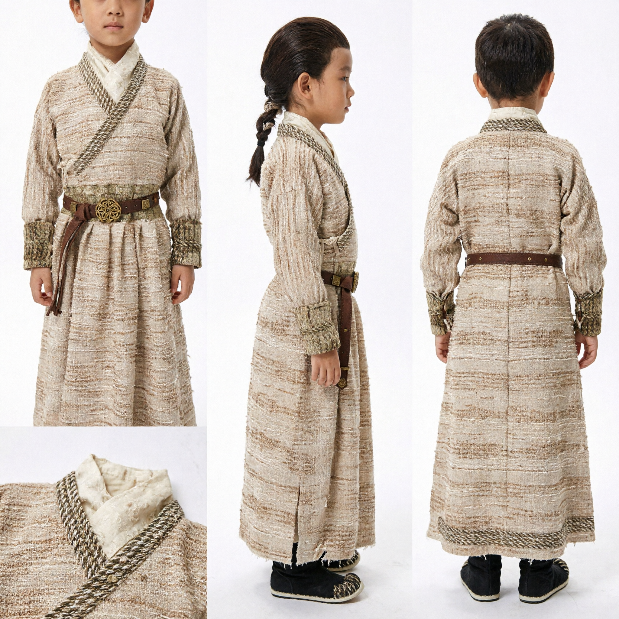Kids Chinese Traditional Tang Dynasty Hanfu Costume Boys Ancient Knight Robe Historical Clothing