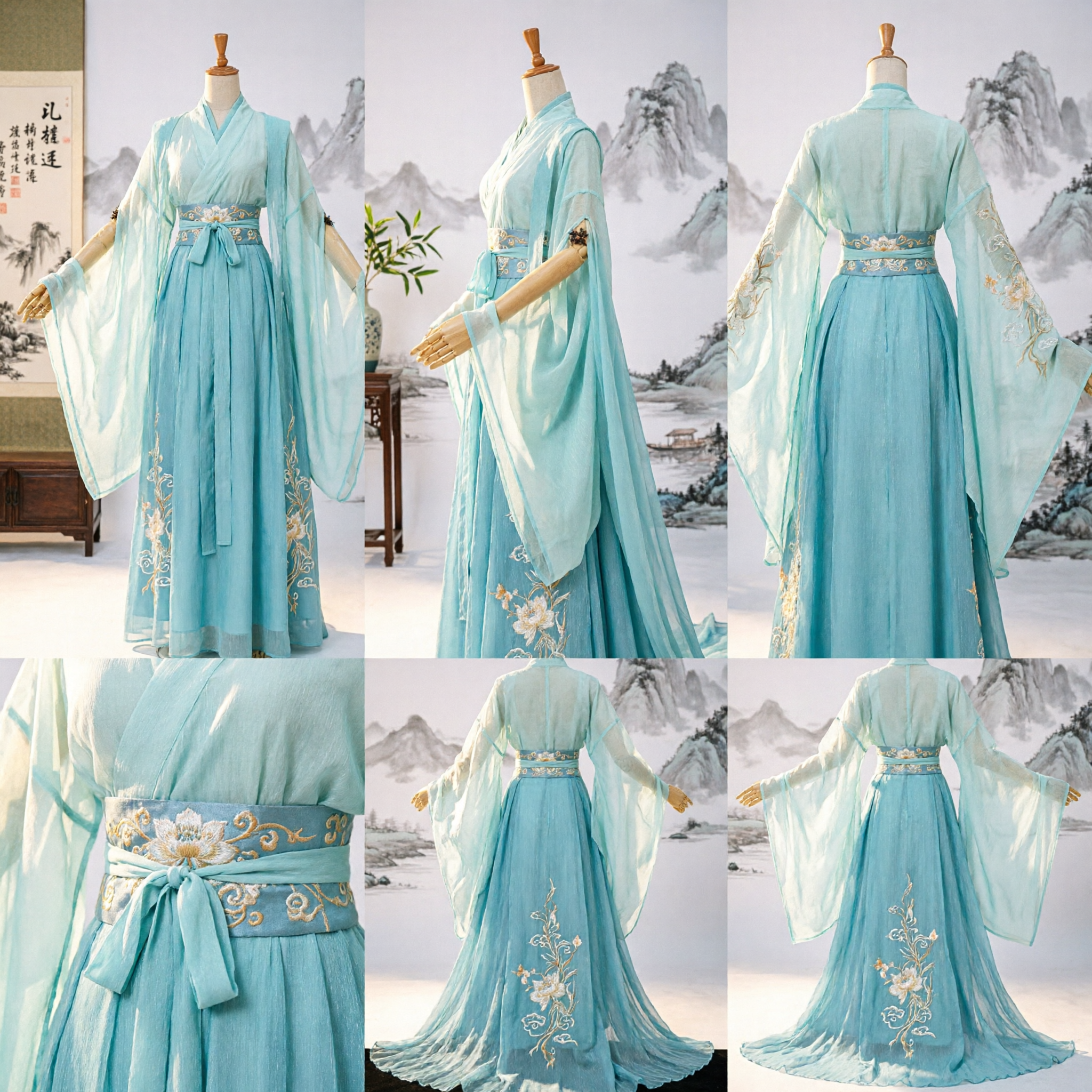 Elegant Light Blue Traditional Chinese Hanfu Costume Ancient Fairy Goddess Dress for Women Stage Performance Cosplay