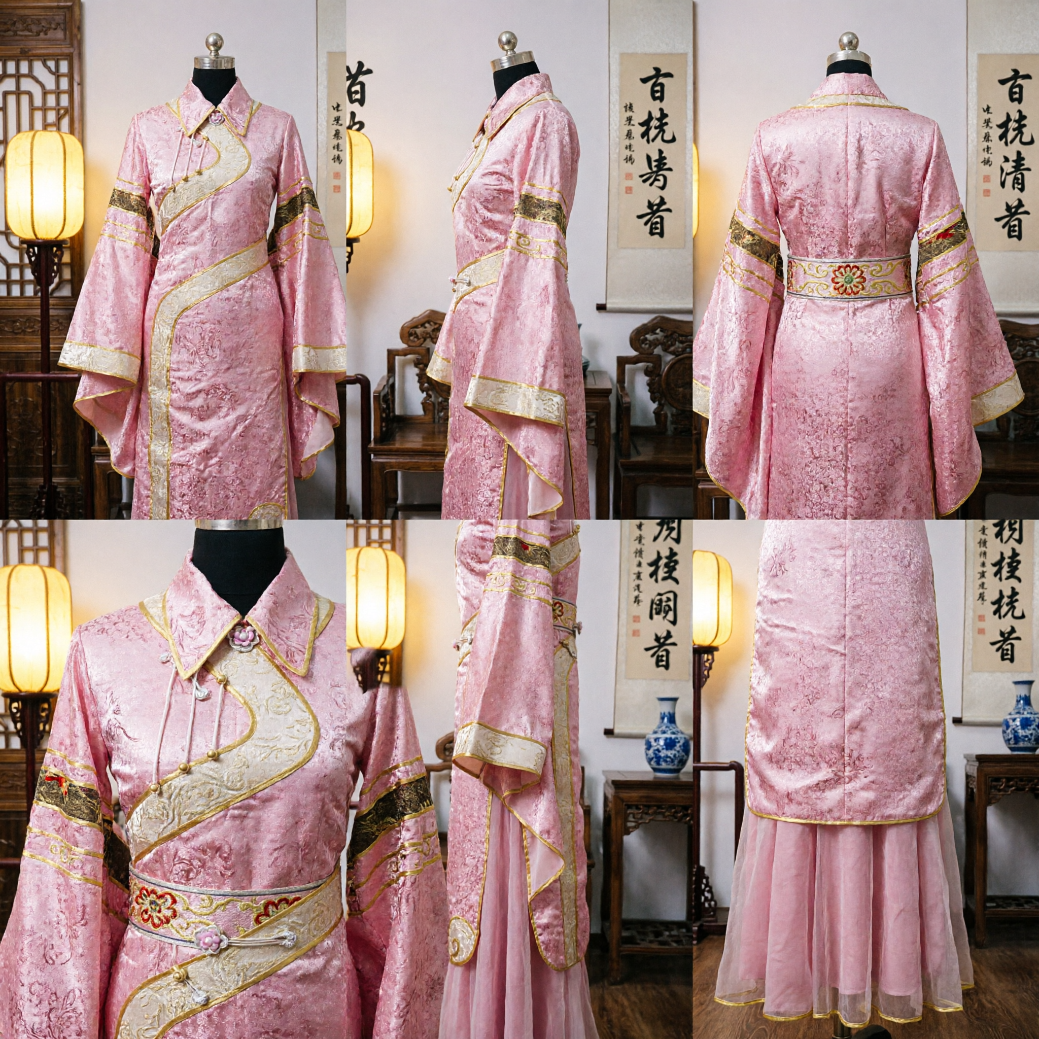 Elegant Pink Gradient Hanfu Traditional Chinese Ancient Costume Princess Dress for Women Cosplay and Photography