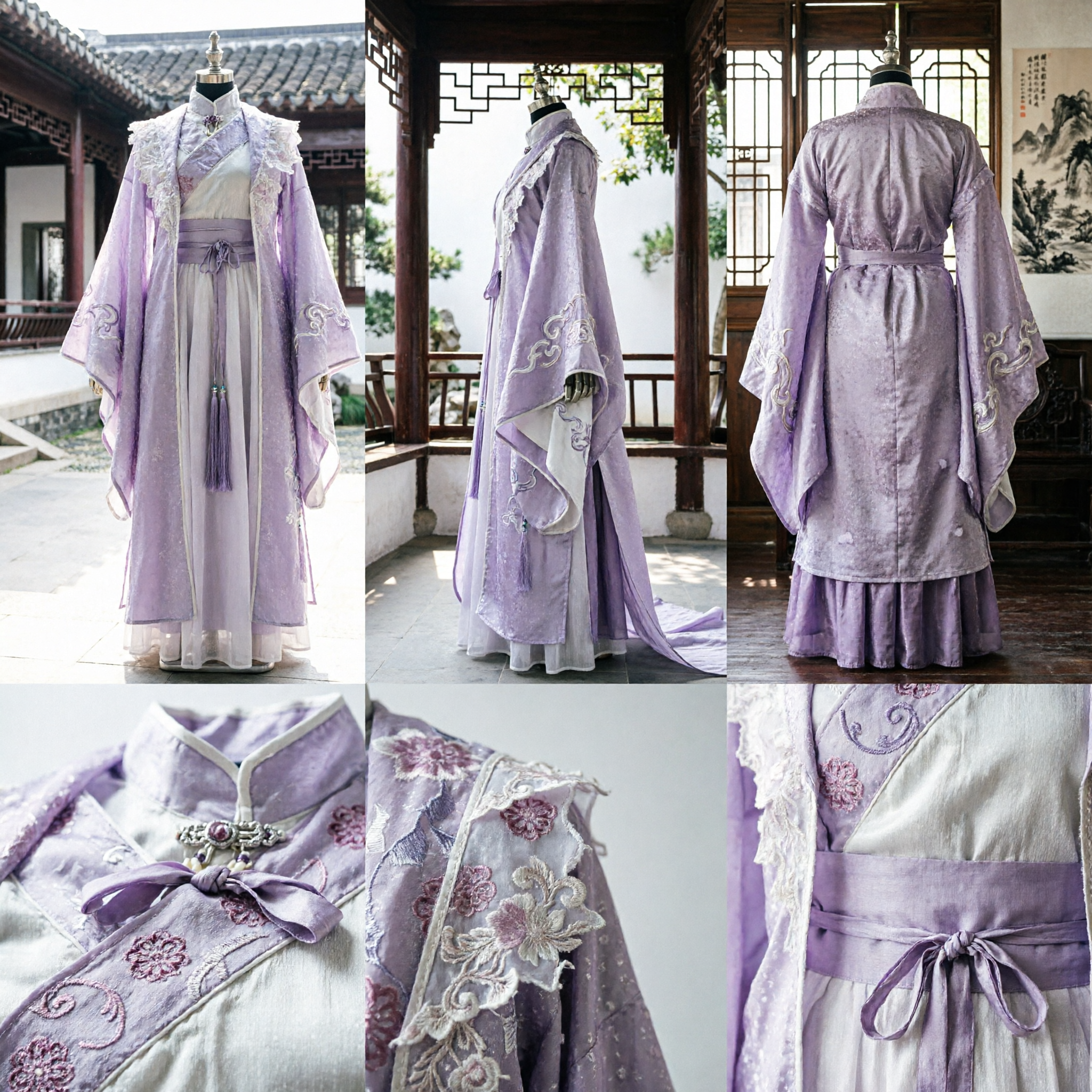 Elegant White and Purple Hanfu Traditional Chinese Ancient Costume for Cosplay Wedding Stage Performance and Photography