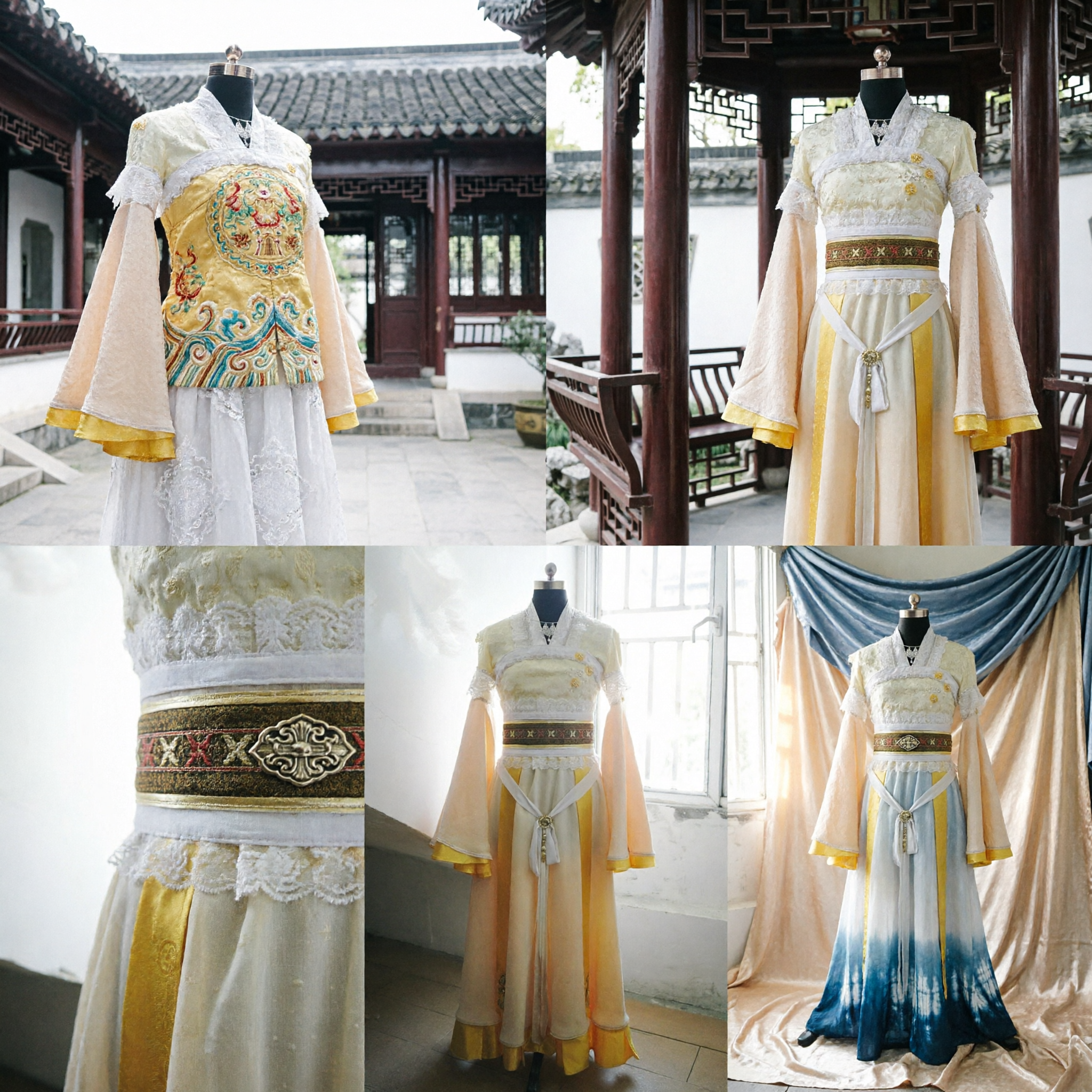 Elegant Chinese Traditional Hanfu Ancient Princess Costume Yellow Gradient Dress for Women Historical Cosplay and Stage Performance