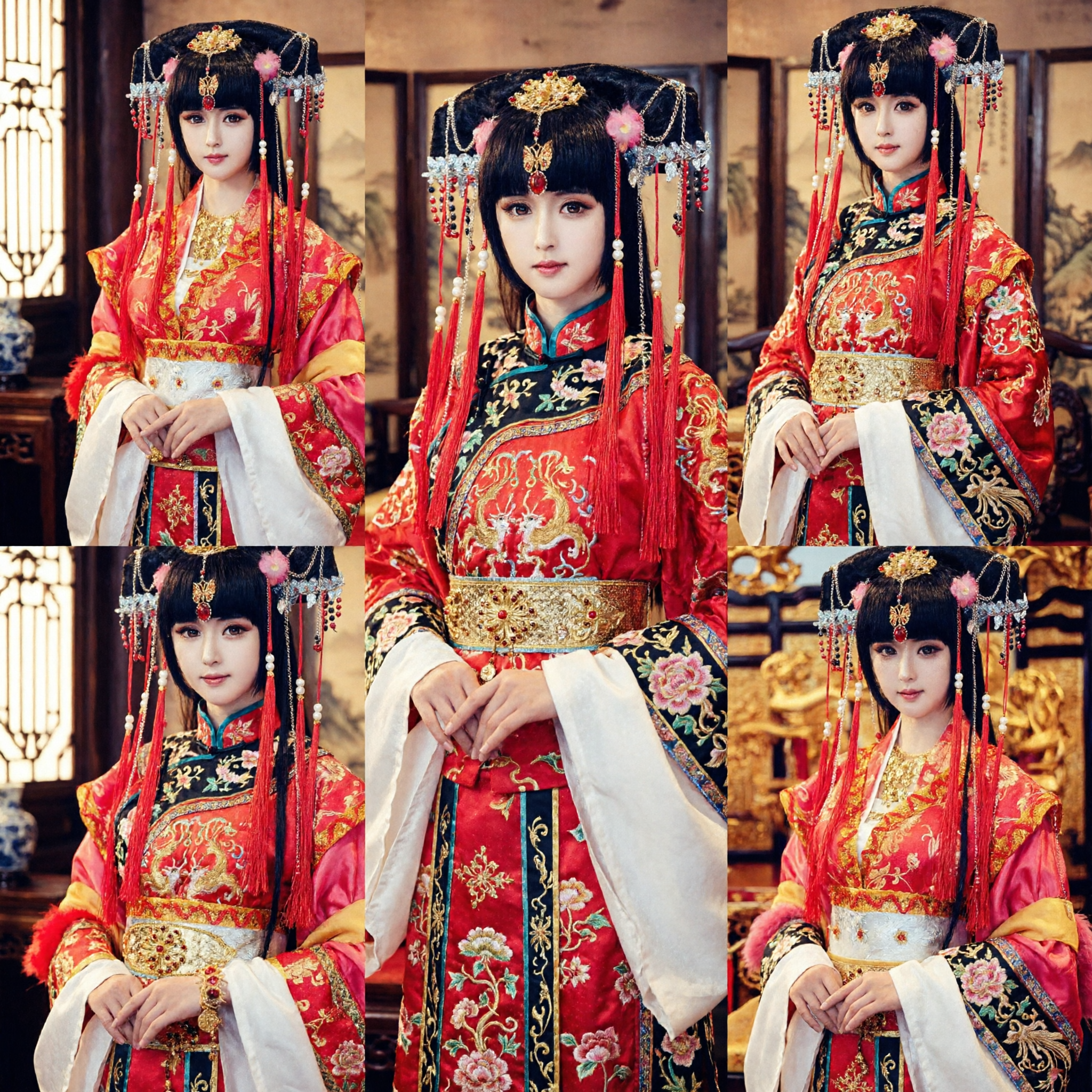 Traditional Chinese Red Hanfu Wedding Dress Tang Dynasty Ancient Princess Costume for Women Cosplay Performance