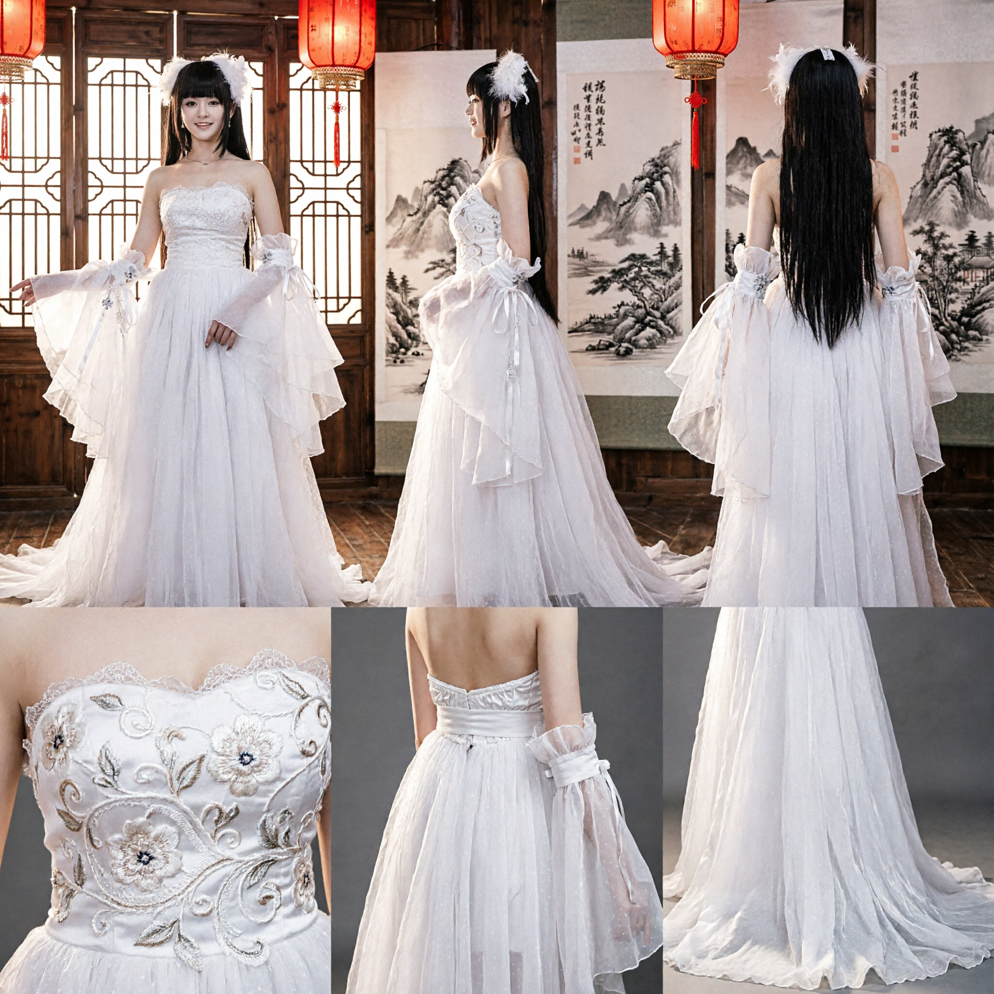 Elegant White Chinese Classical Dance Costume Fairy Dress Traditional Stage Performance Outfit for Women