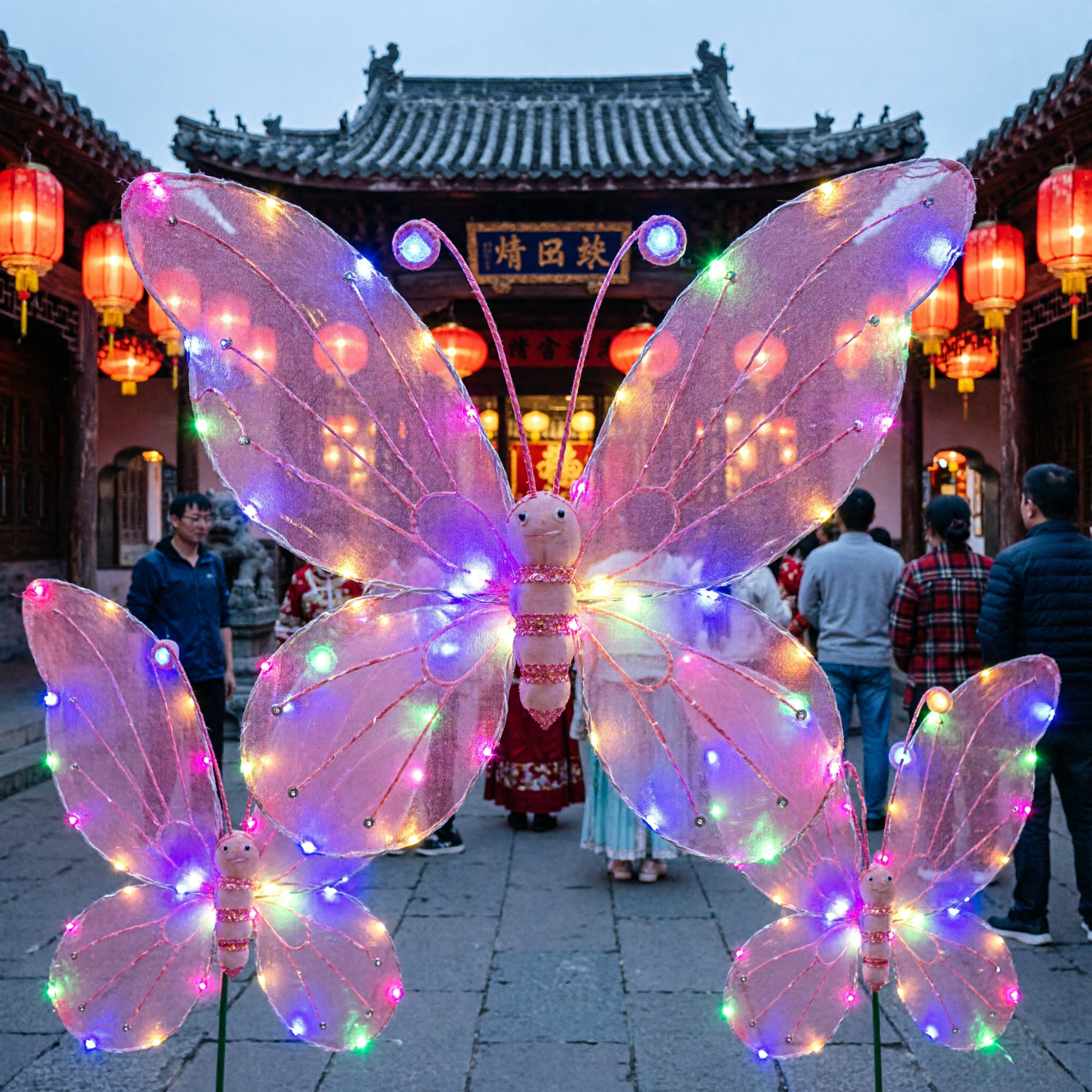 Large LED Light Up Butterfly Wings Fairy Prop on Stick for Stage Performance Carnival Parade Dance Costume