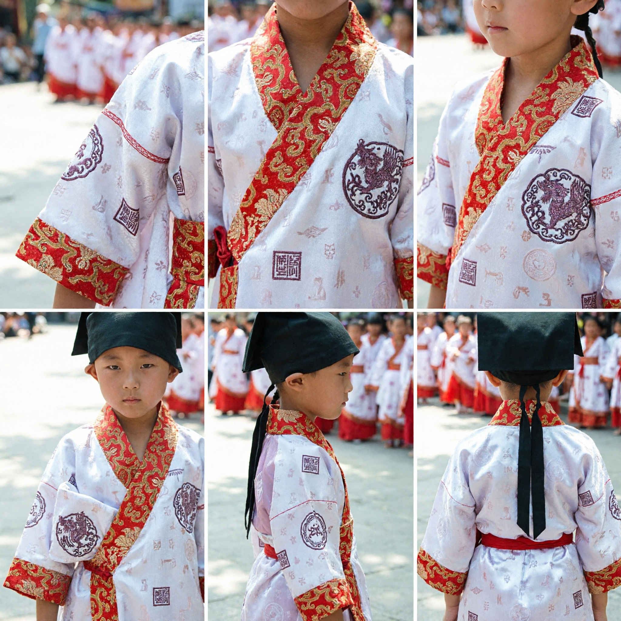 Traditional Chinese Hanfu Costume for Boys Ancient Scholar Robe and Hat Kids Performance Outfit