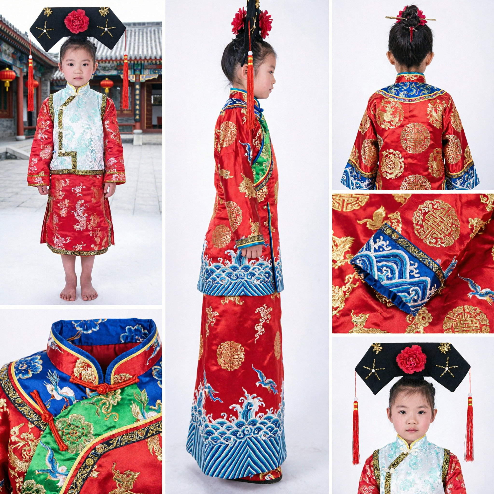 Kids Traditional Chinese New Year Tang Suit Costume Set Boy Girl Festival Performance Clothing
