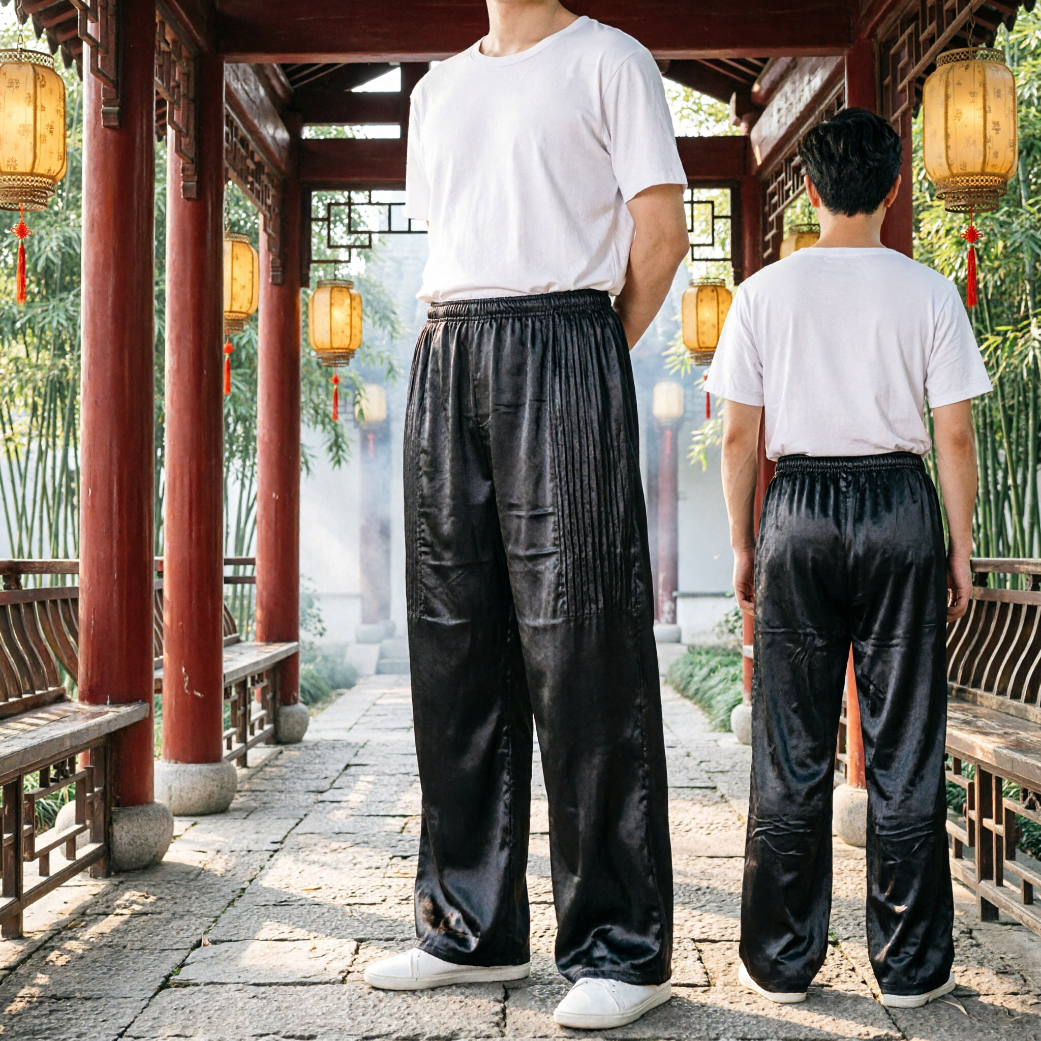 Men's Traditional Chinese Kung Fu Pants Black Loose Fit Tai Chi Martial Arts Trousers for Practice and Performance