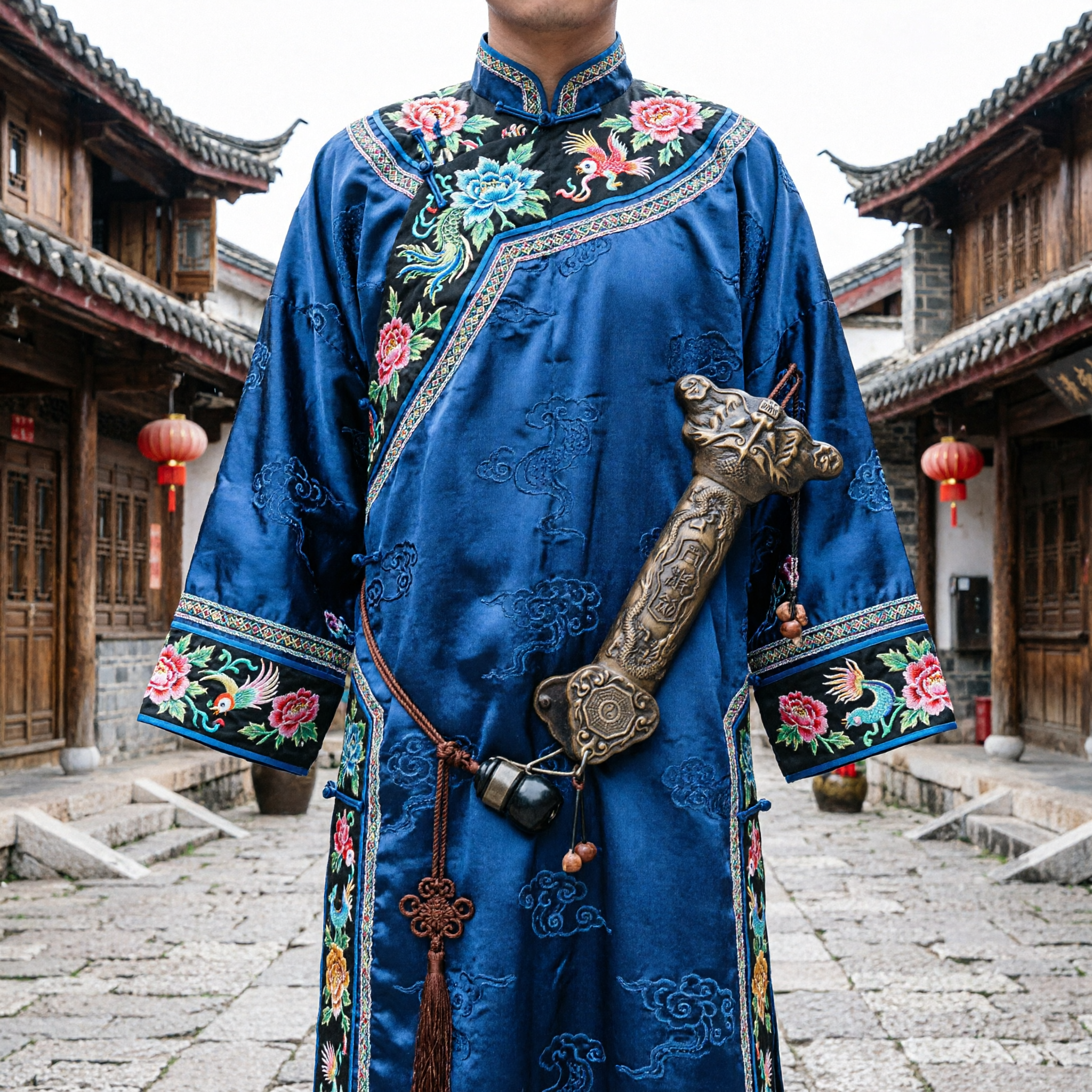 Traditional Chinese Bronze Dragon Handle Butterfly Sword Kung Fu Martial Arts Weapon Prop for Men