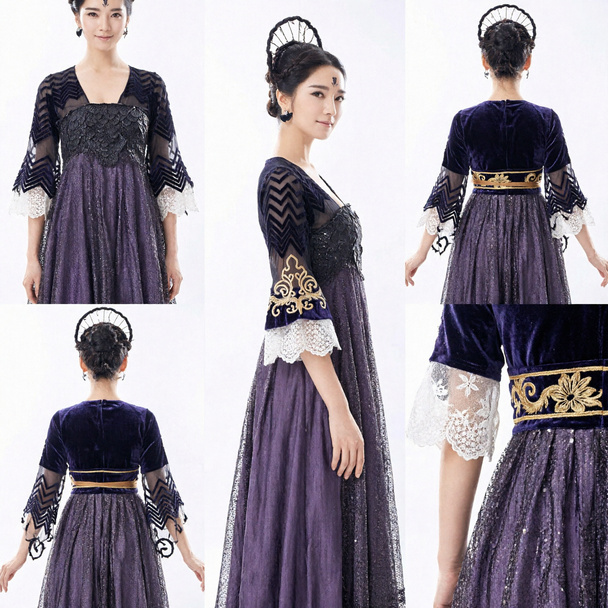Ancient Chinese Xianxia Princess Costume Black Purple Hanfu Dress Women Traditional Fantasy Drama Cosplay Outfit