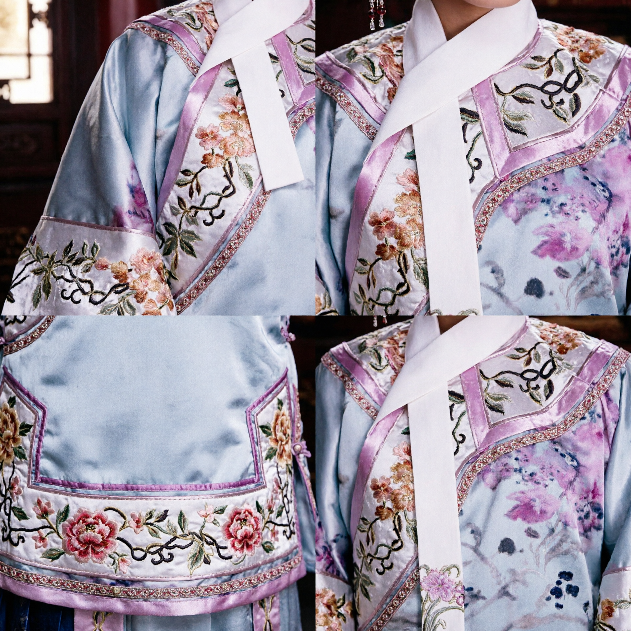 Traditional Chinese Qing Dynasty Manchu Princess Costume Embroidered Robe and Headdress Set for Women Cosplay