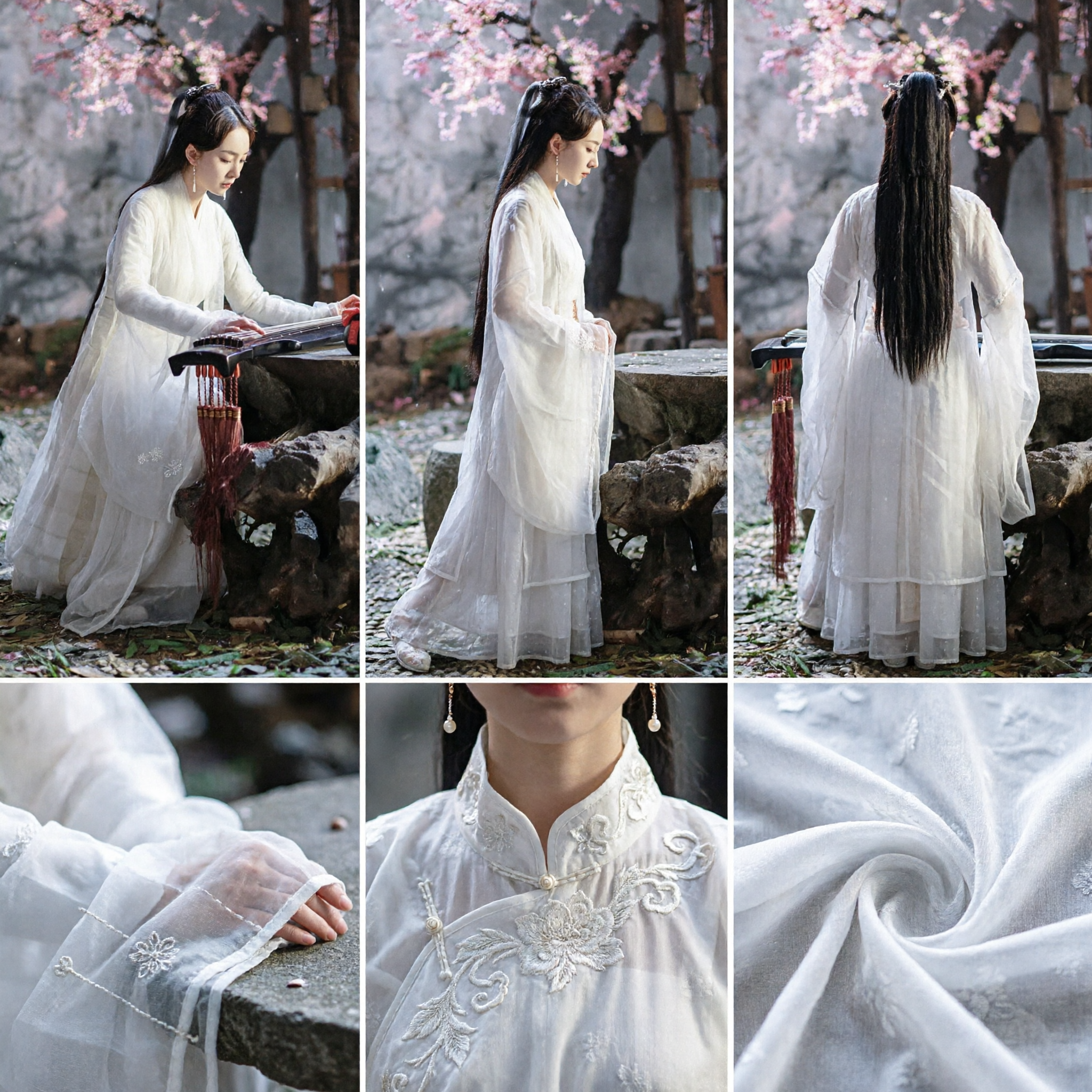 Elegant White Traditional Chinese Hanfu Costume Ancient Fairy Dress for Women Guqin Performance Cosplay