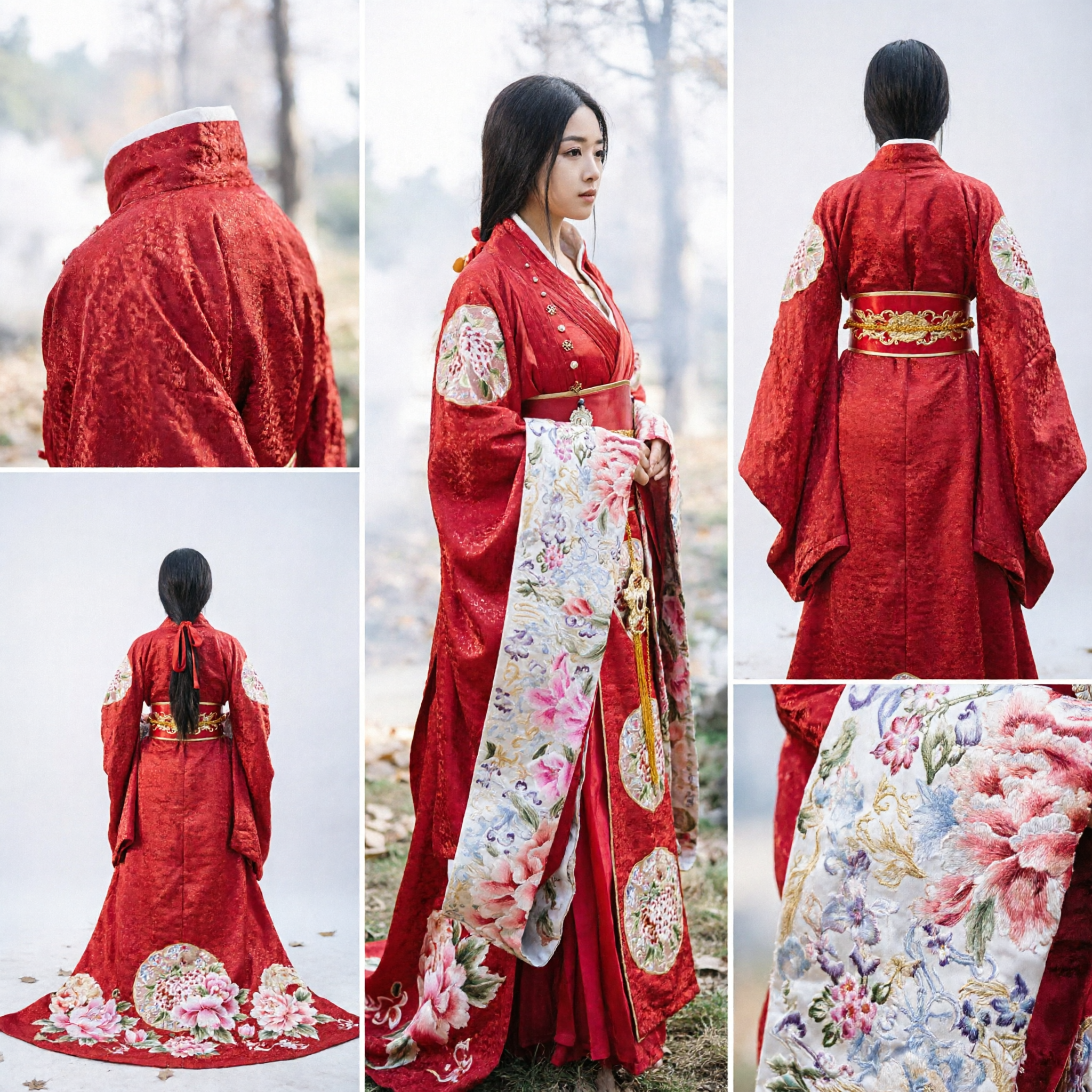 Elegant Traditional Chinese Red Hanfu Ancient Princess Dress Embroidered Robe for Women Wedding Cosplay