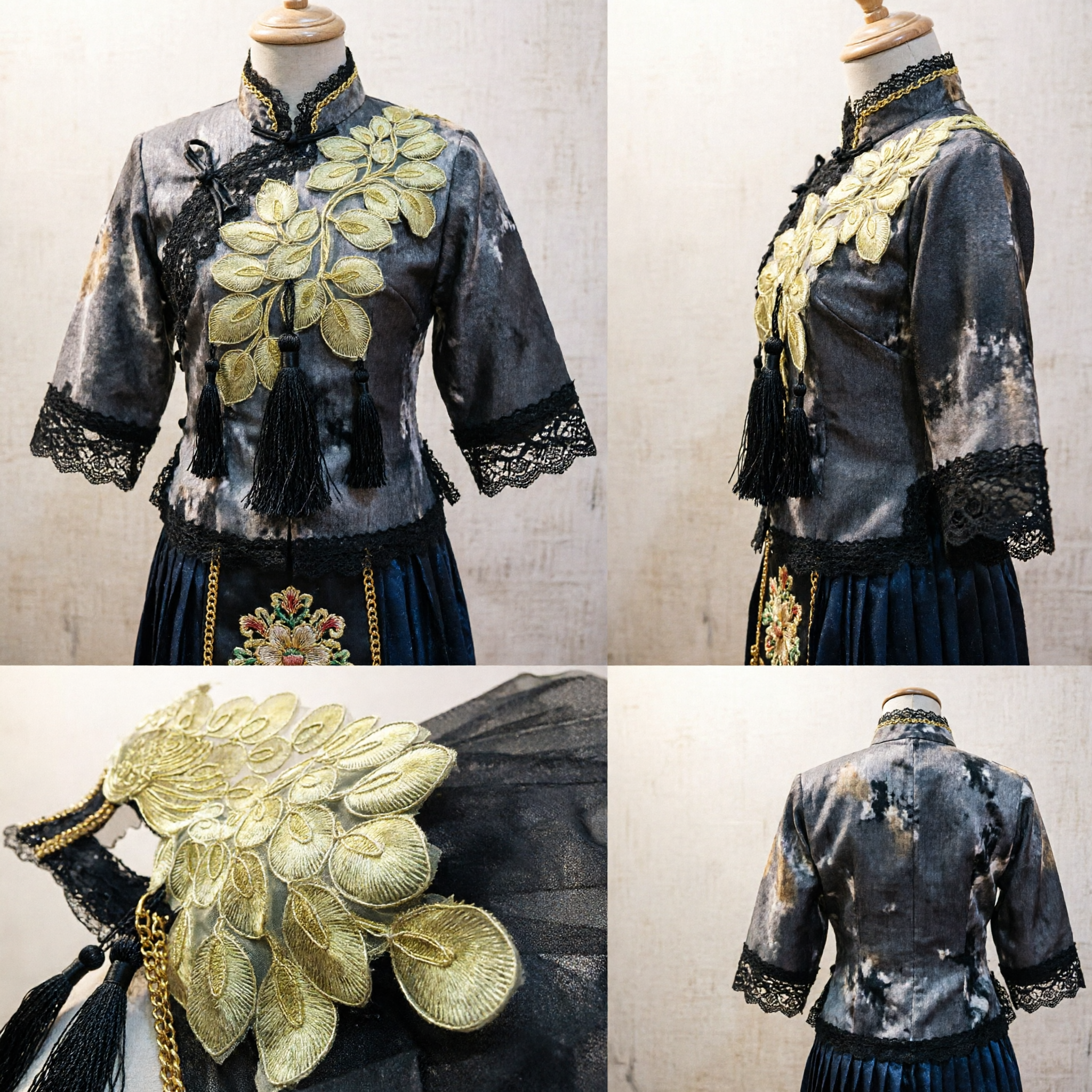 Exquisite Chinese Traditional Golden Phoenix Embroidery Hair Accessory Fascinator for Hanfu Wedding Ceremony