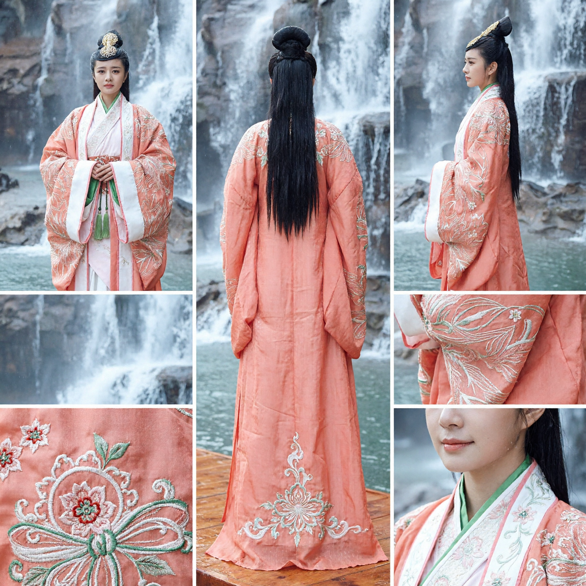 Women's Traditional Chinese Hanfu Ancient Palace Lady Costume Peach Embroidered Robe for Cosplay Photography