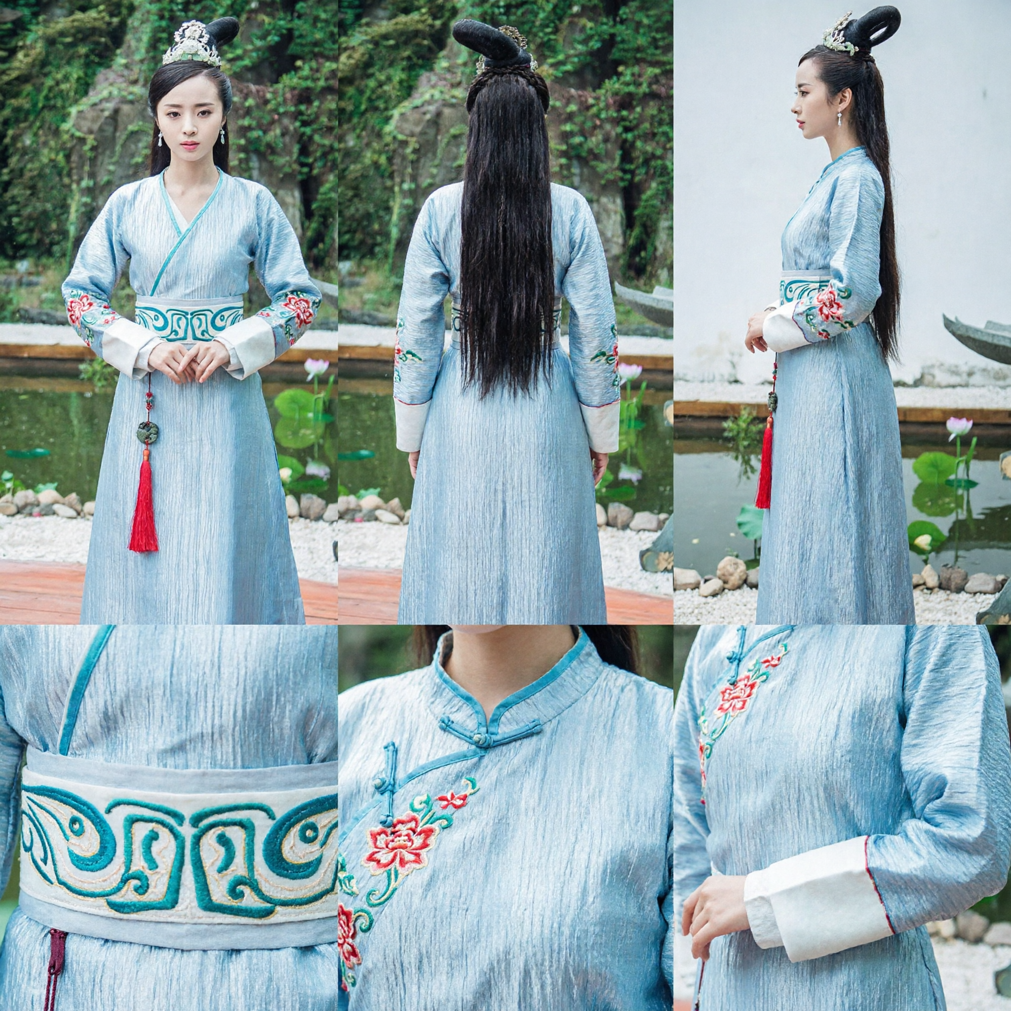 Ancient Chinese Wuxia Swordswoman Hanfu Costume Traditional Blue Martial Arts Dress for Women Cosplay