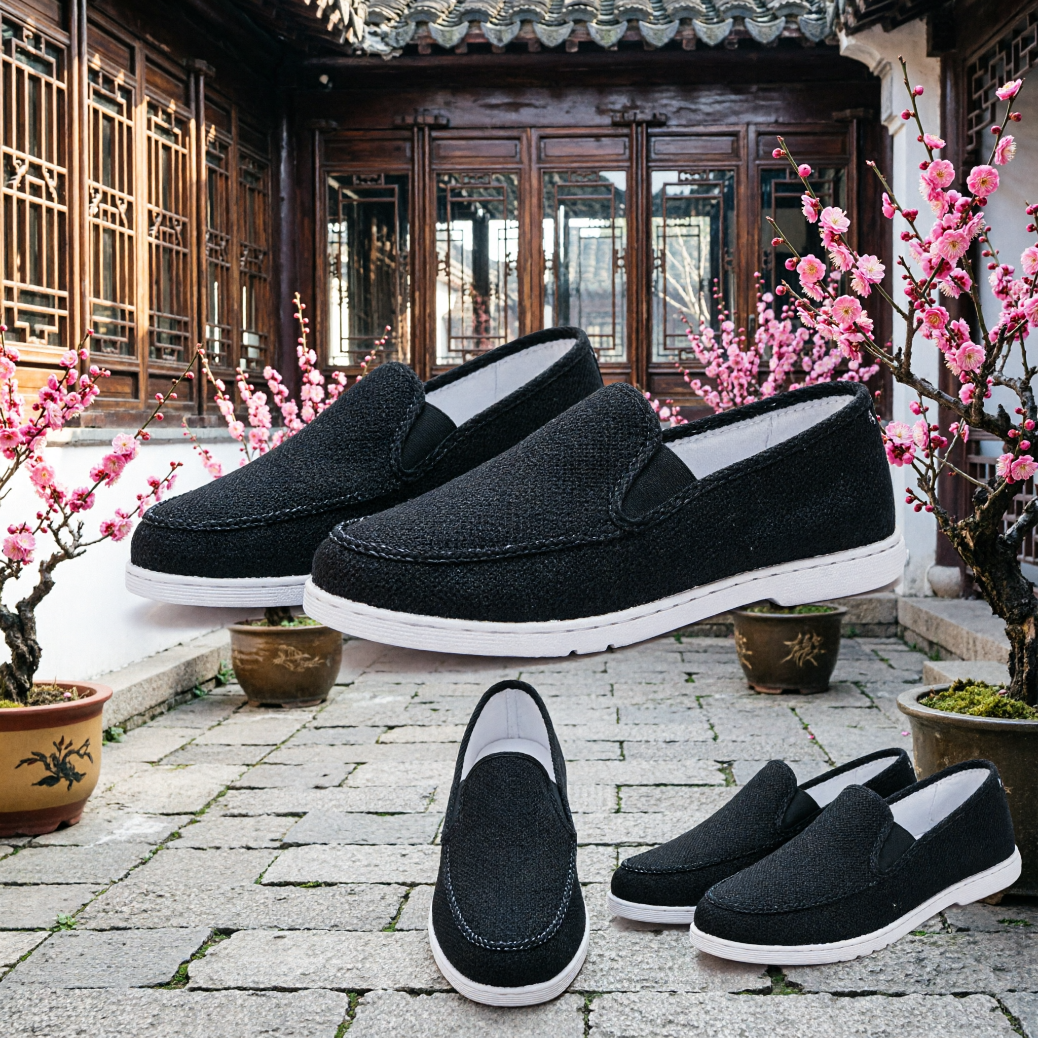 Traditional Chinese Black Cloth Kung Fu Shoes Tai Chi Slip On Sneakers for Men Women Martial Arts Training