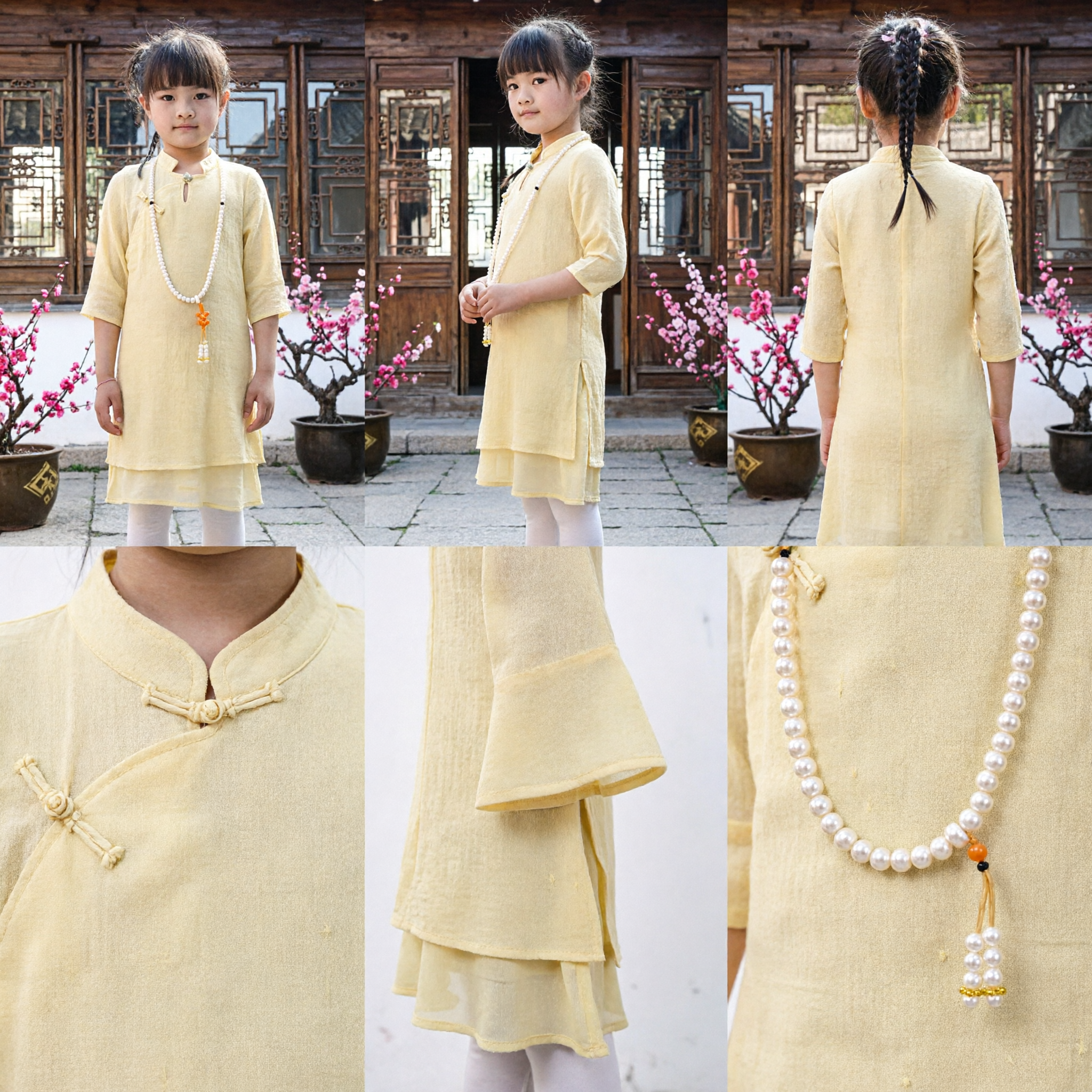 Traditional Indian Yellow Kurta Set for Girls Kids Ethnic Wear Festival Party Costume