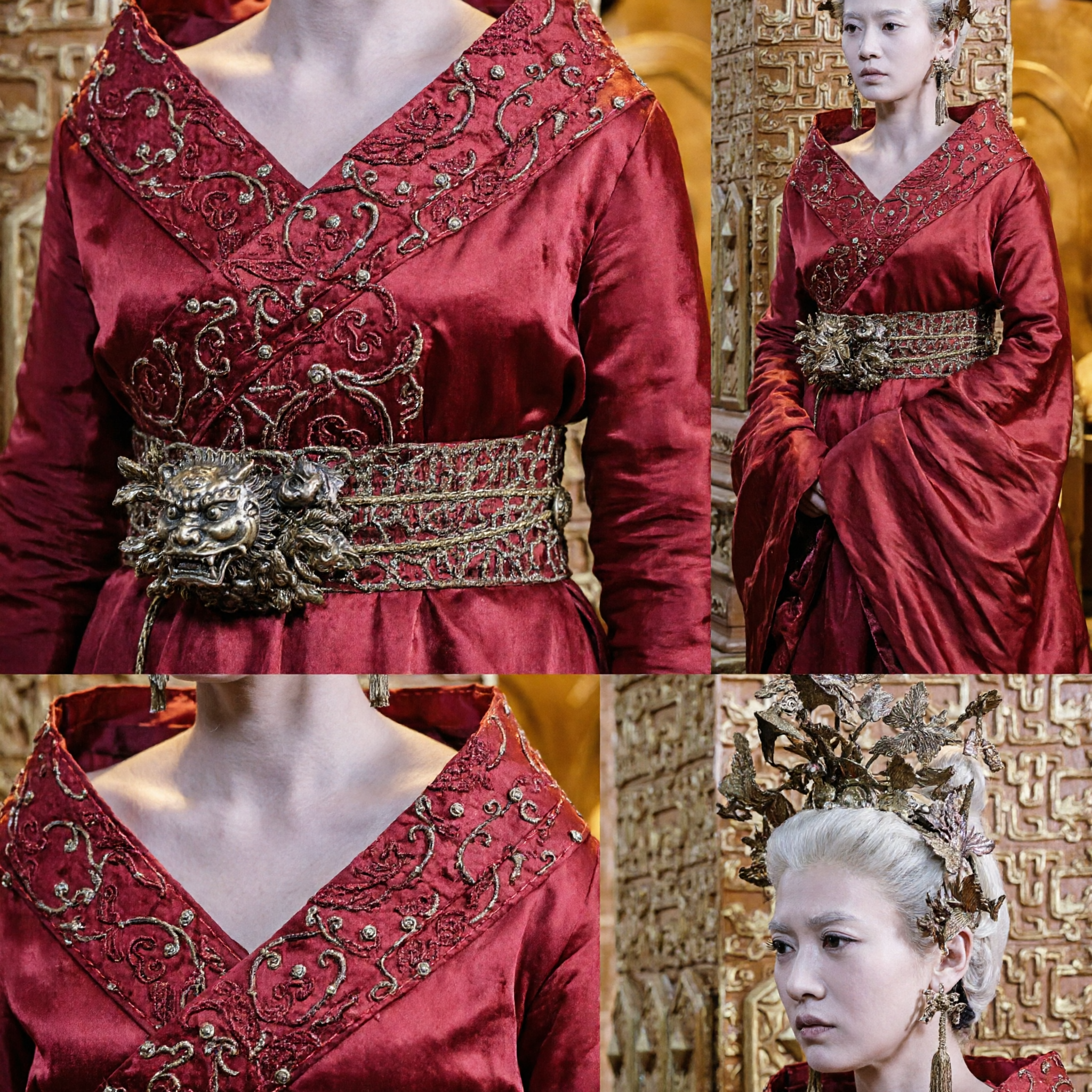 Ancient Chinese Red Empress Hanfu Costume Traditional Princess Dress with Gold Headdress for Women Cosplay Performance