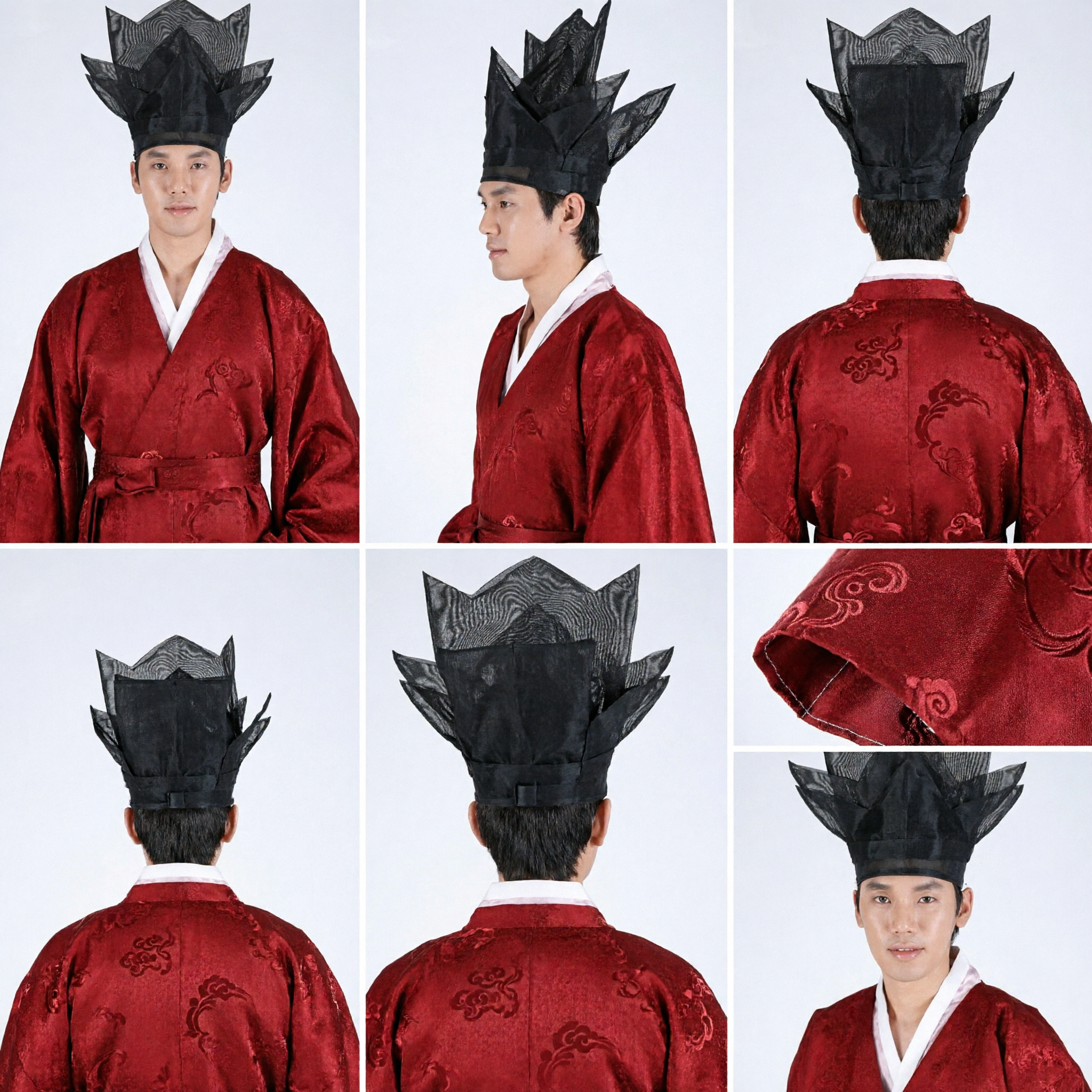 Traditional Korean Black Gat Hat Men Joseon Dynasty Scholar Hanbok Accessory for Cosplay and Ceremonies