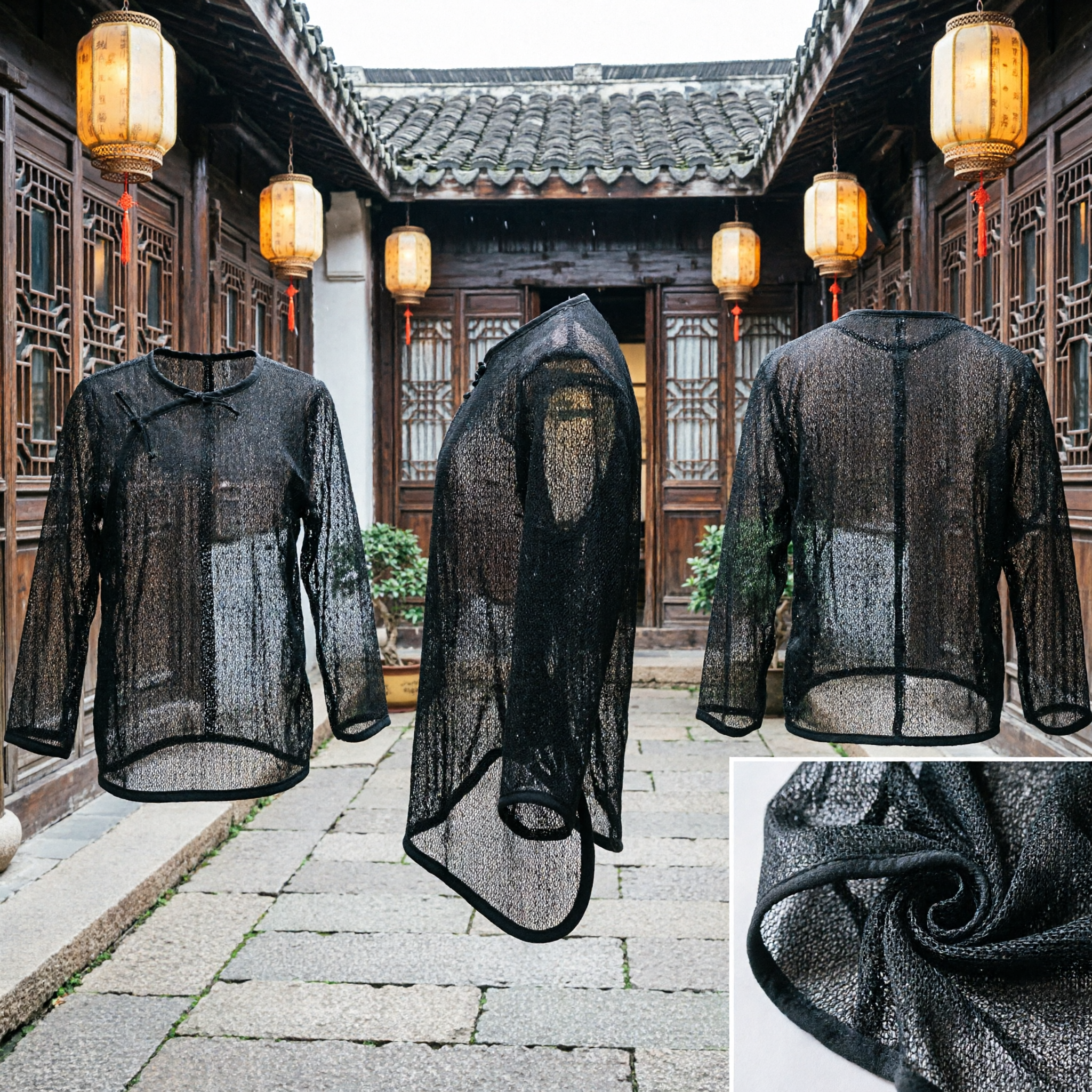 Traditional Chinese Black Mesh Veil Hat Ancient Wuxia Knight-Errant Headgear for Hanfu Cosplay Costume