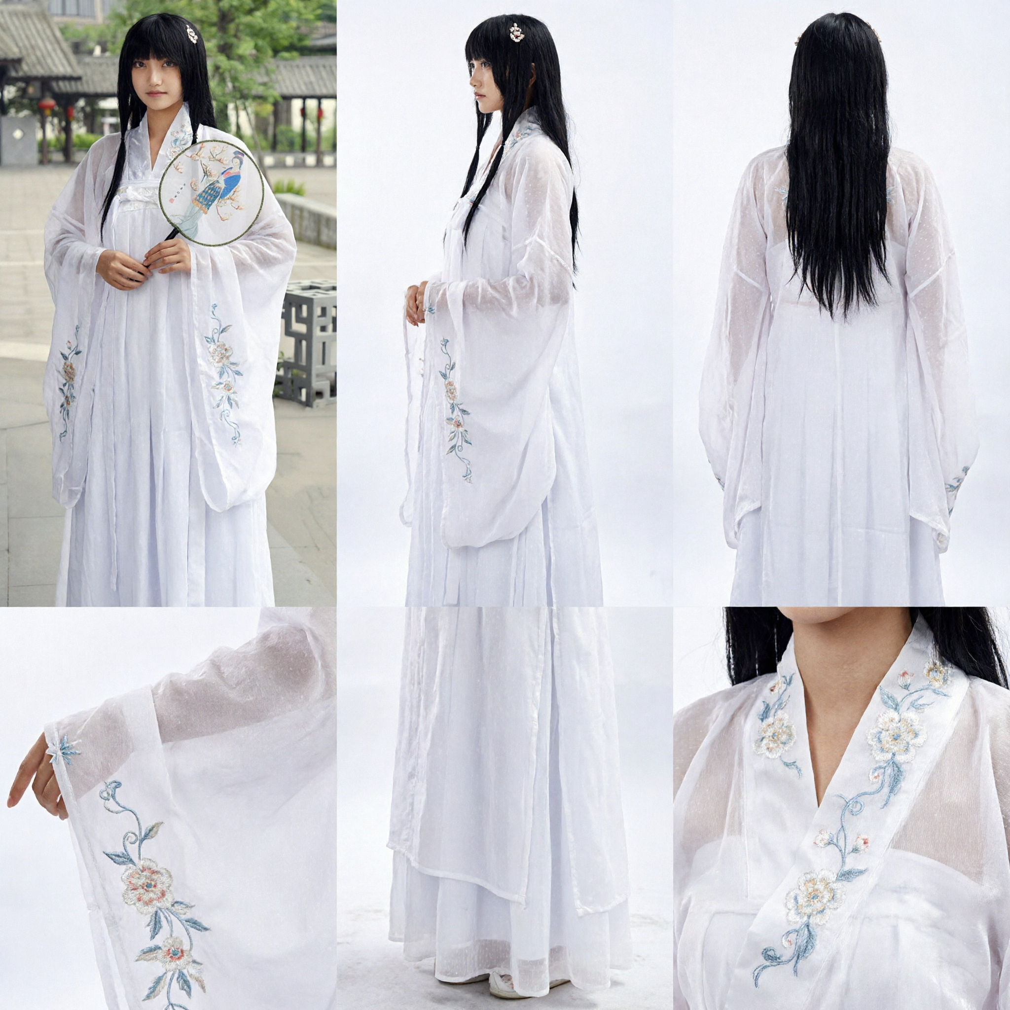 Traditional Chinese Hanfu Costume White Ancient Fairy Dress for Women Cosplay Performance Stage Wear