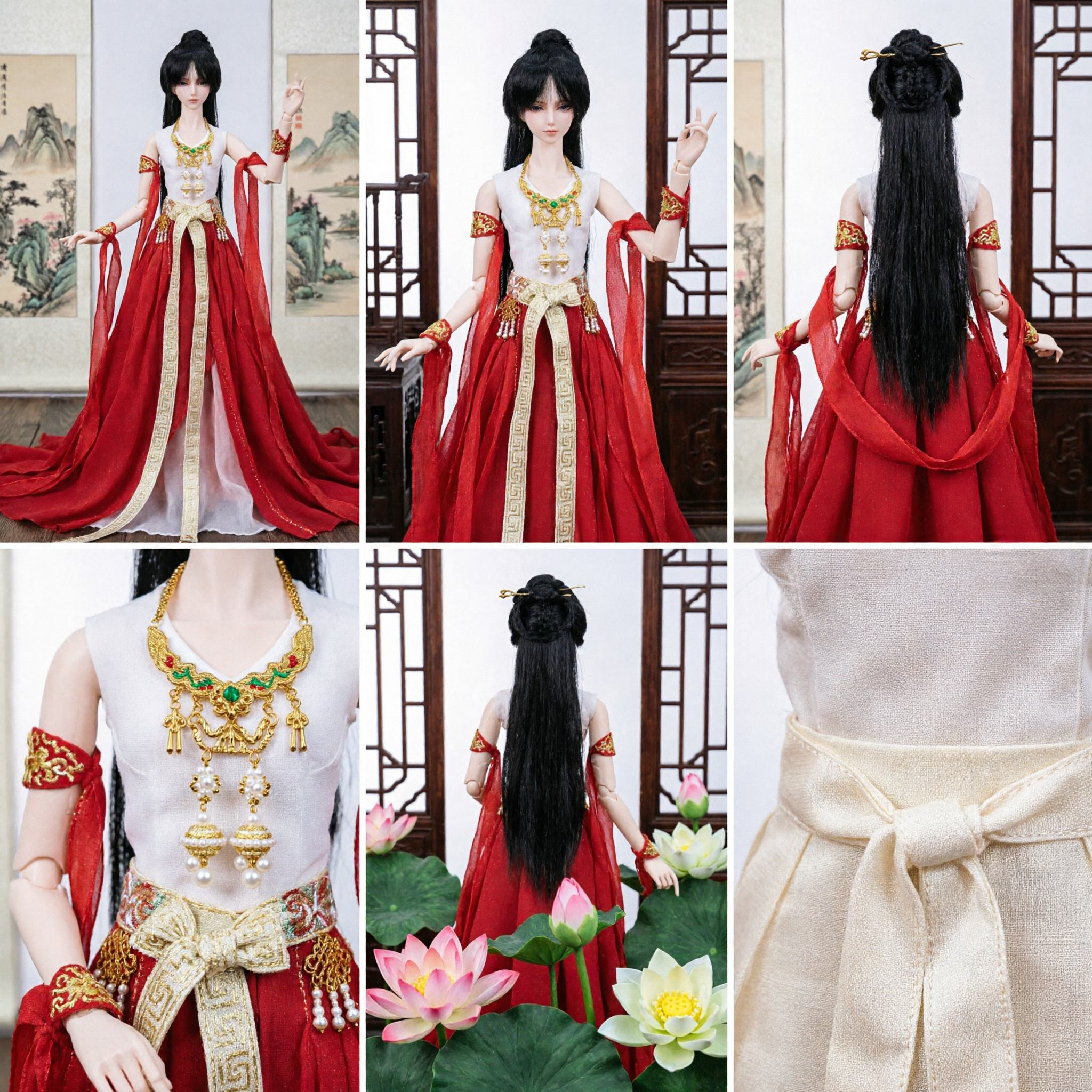 Exquisite Red Dunhuang Flying Apsara Hanfu Dress for BJD Doll Ancient Chinese Traditional Fairy Costume