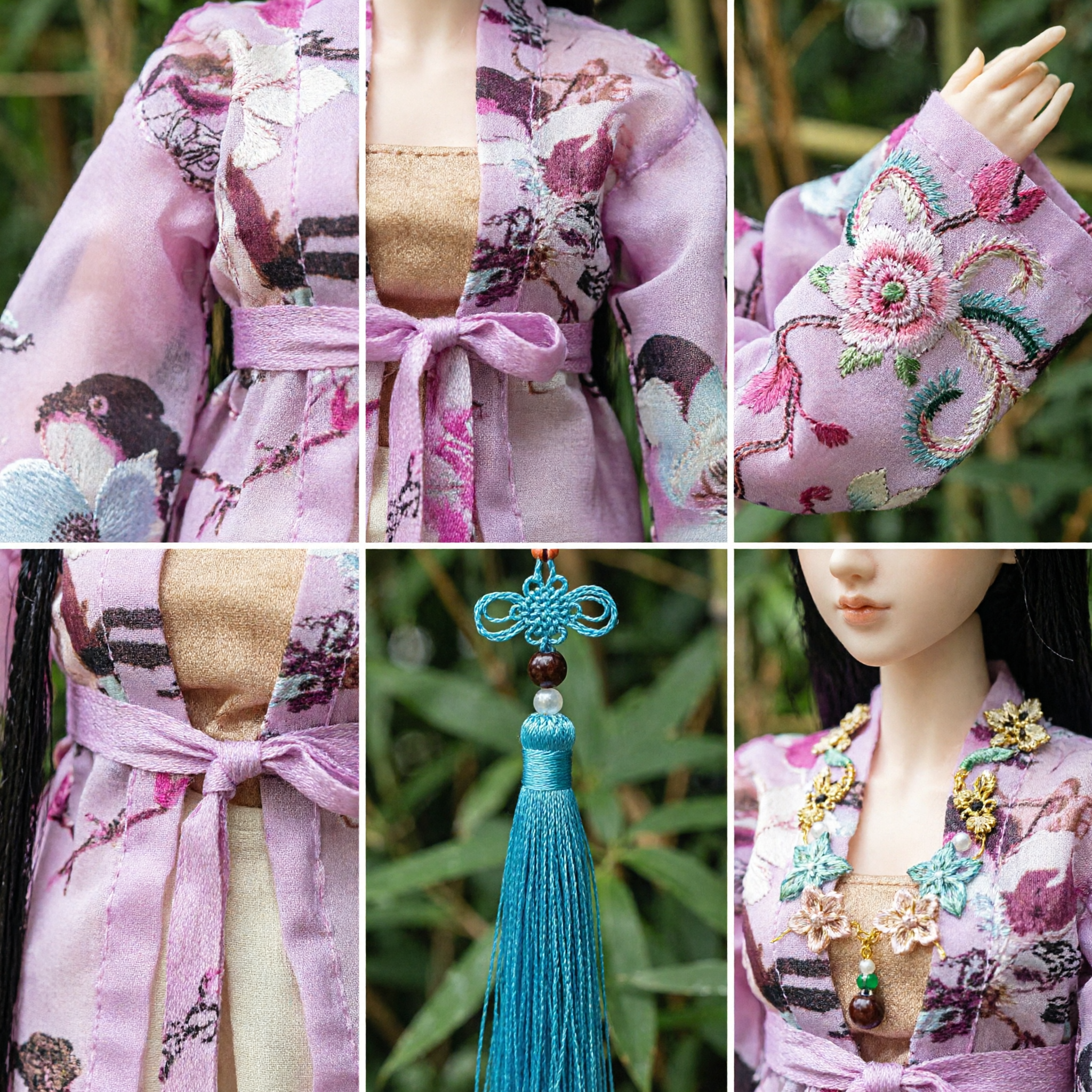 Elegant Pink Chinese Hanfu Traditional Costume for BJD Dolls Ancient Style Princess Dress with Fan and Hair Accessories