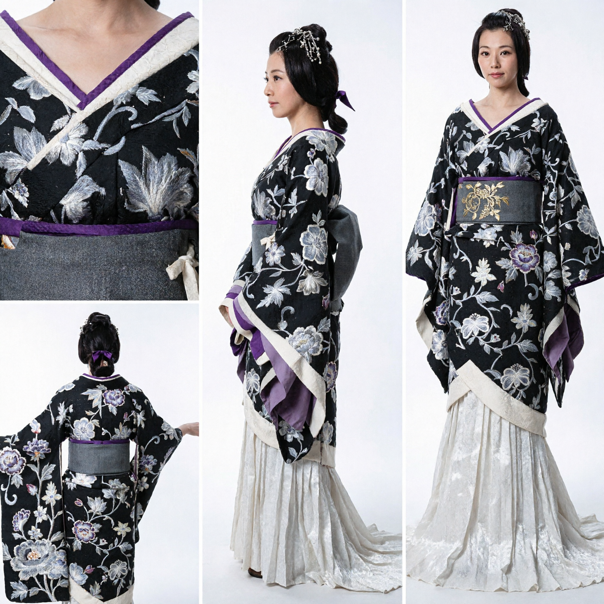Traditional Chinese Hanfu Costume Black Floral Han Dynasty Empress Dress Ancient Princess Outfit for Women Cosplay