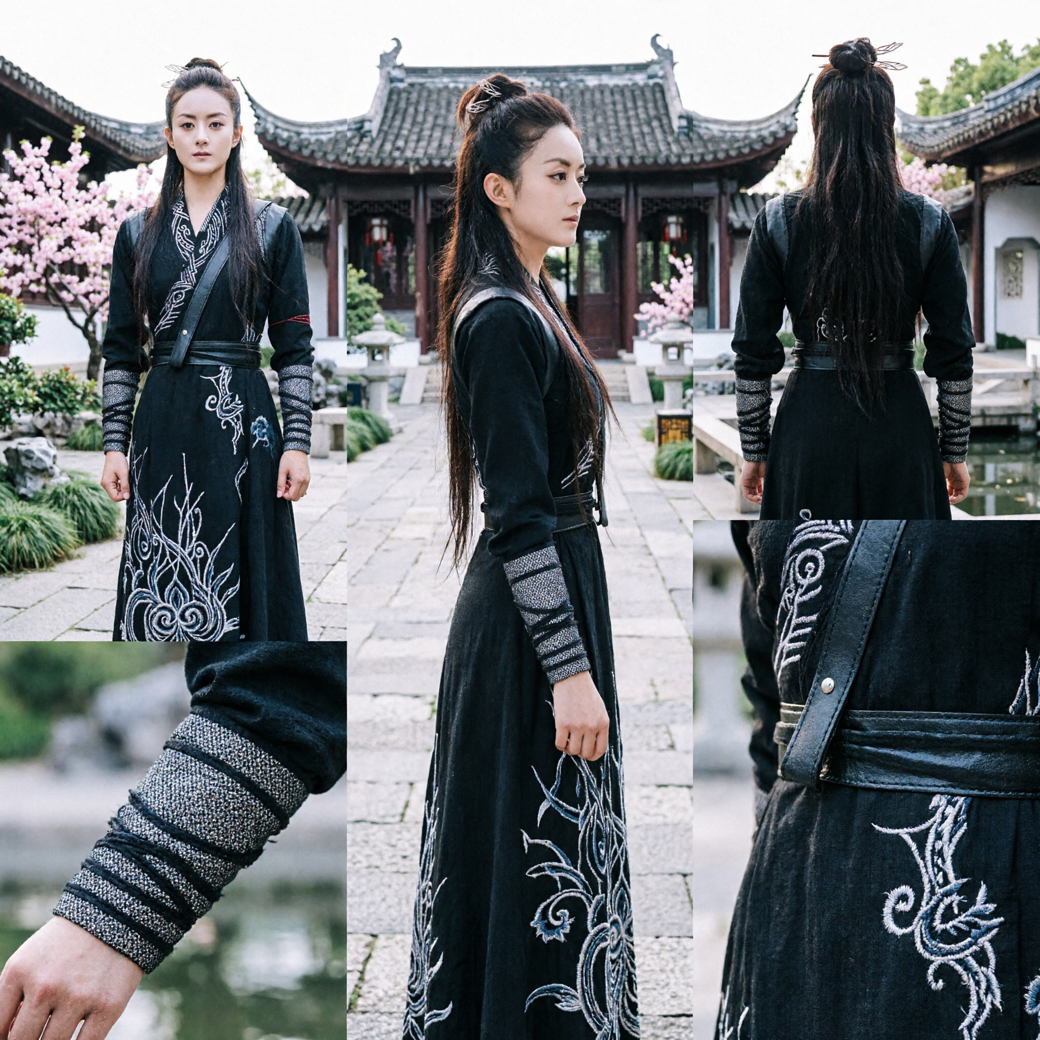 Traditional Chinese Wuxia Black Martial Arts Hanfu Costume Ancient Swordswoman Dress for Women Cosplay Performance