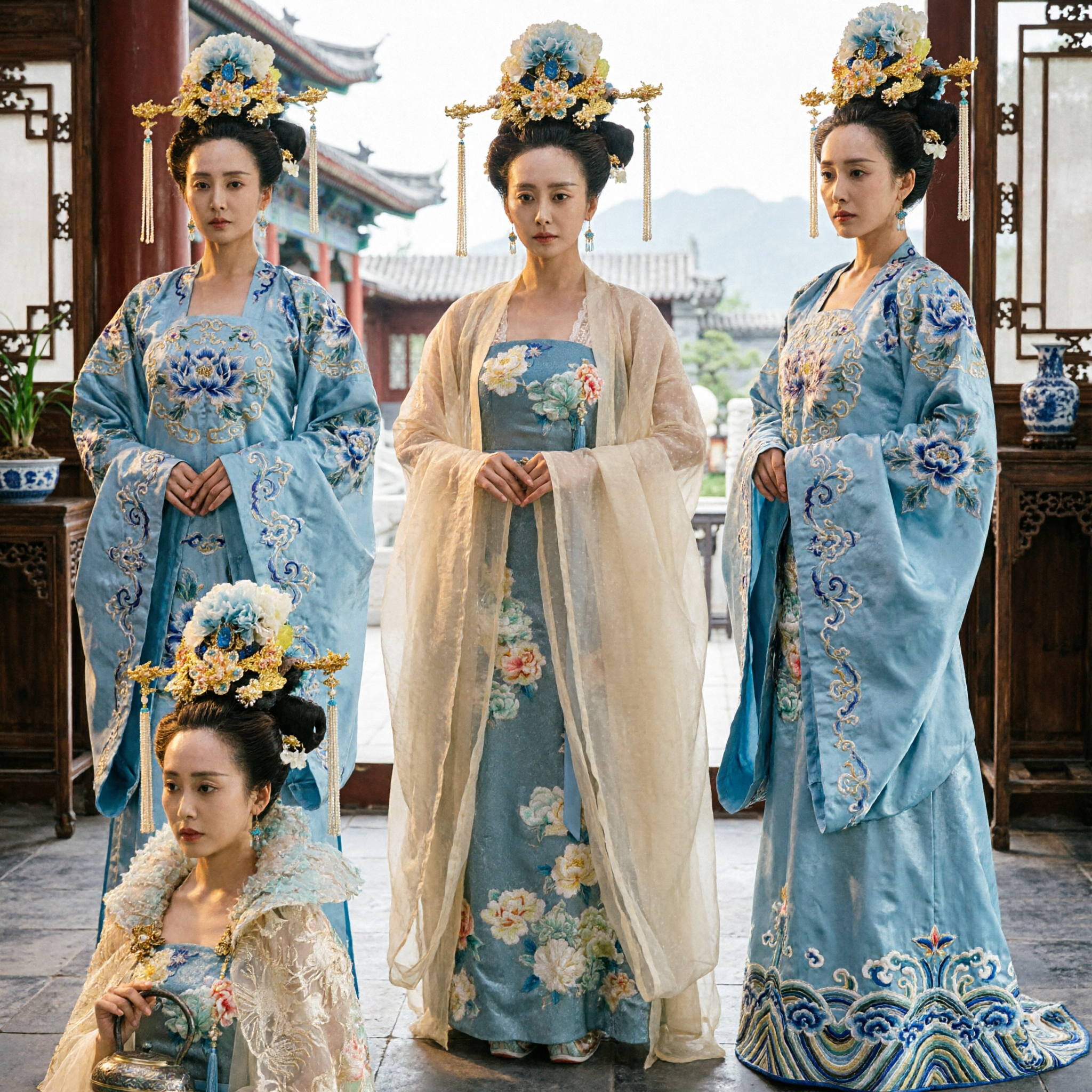 Traditional Chinese Tang Dynasty Princess Hanfu Costume Ancient Palace Lady Dress with Fur Cape for Women