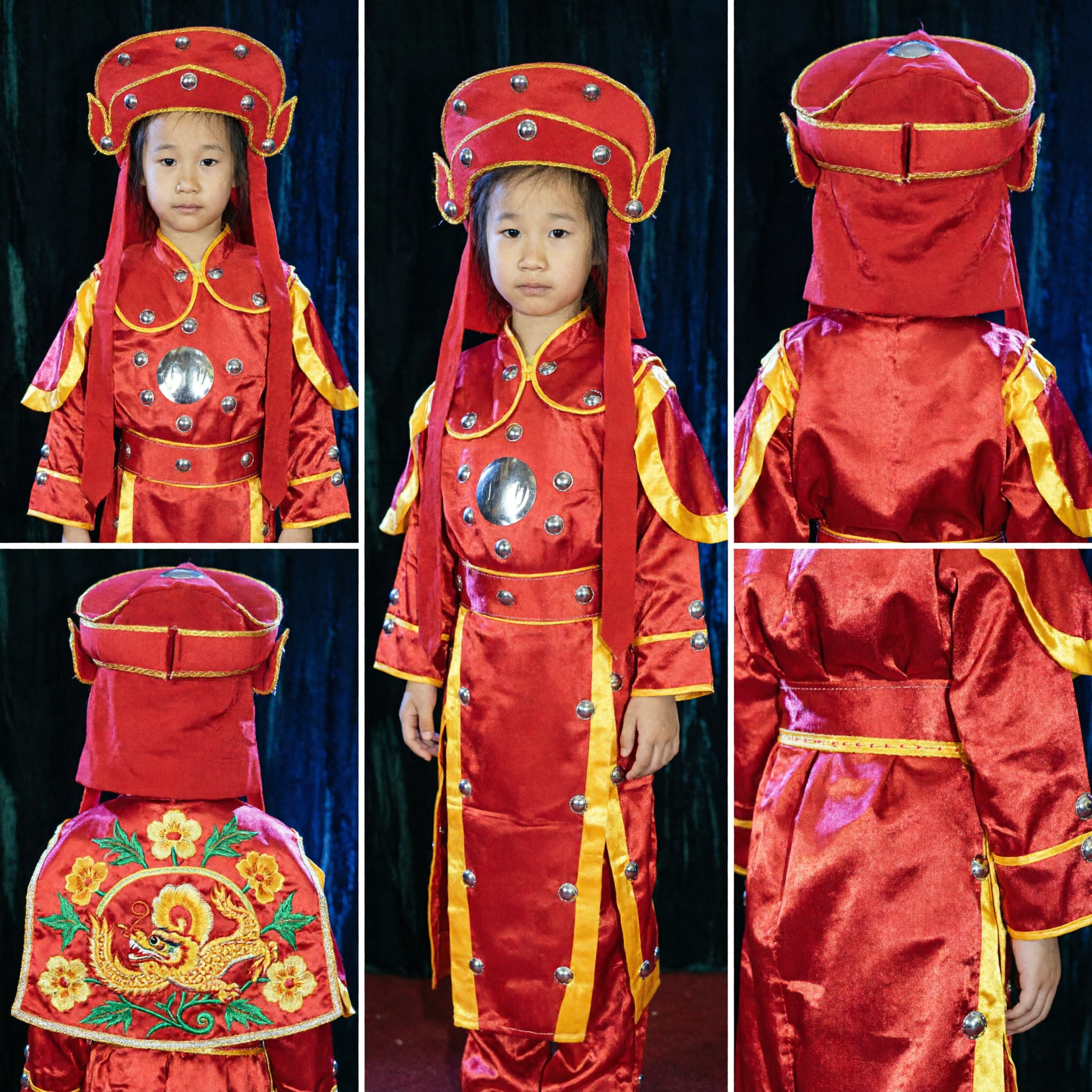 Traditional Chinese Ancient General Costume for Boys Kids Red Military Uniform Peking Opera Stage Performance