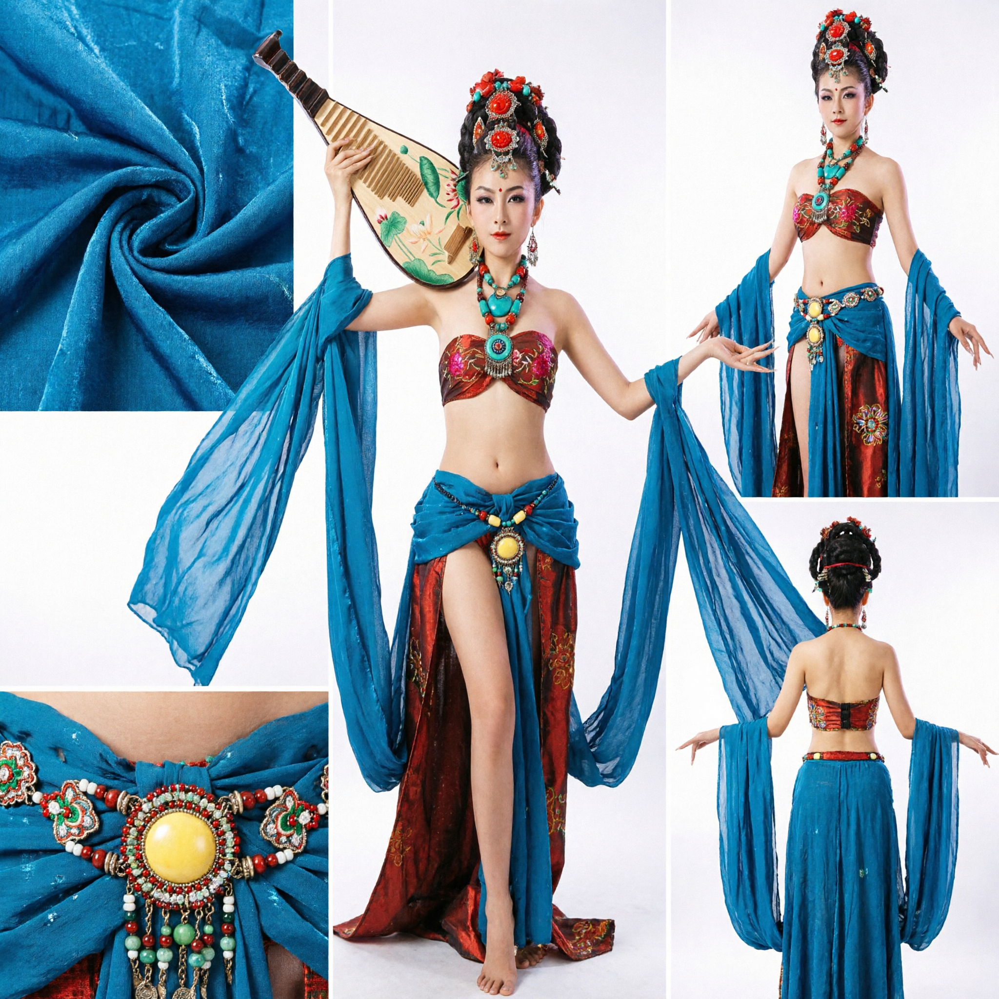 Chinese Traditional Dunhuang Flying Apsaras Dance Costume Women Pipa Performance Stage Wear