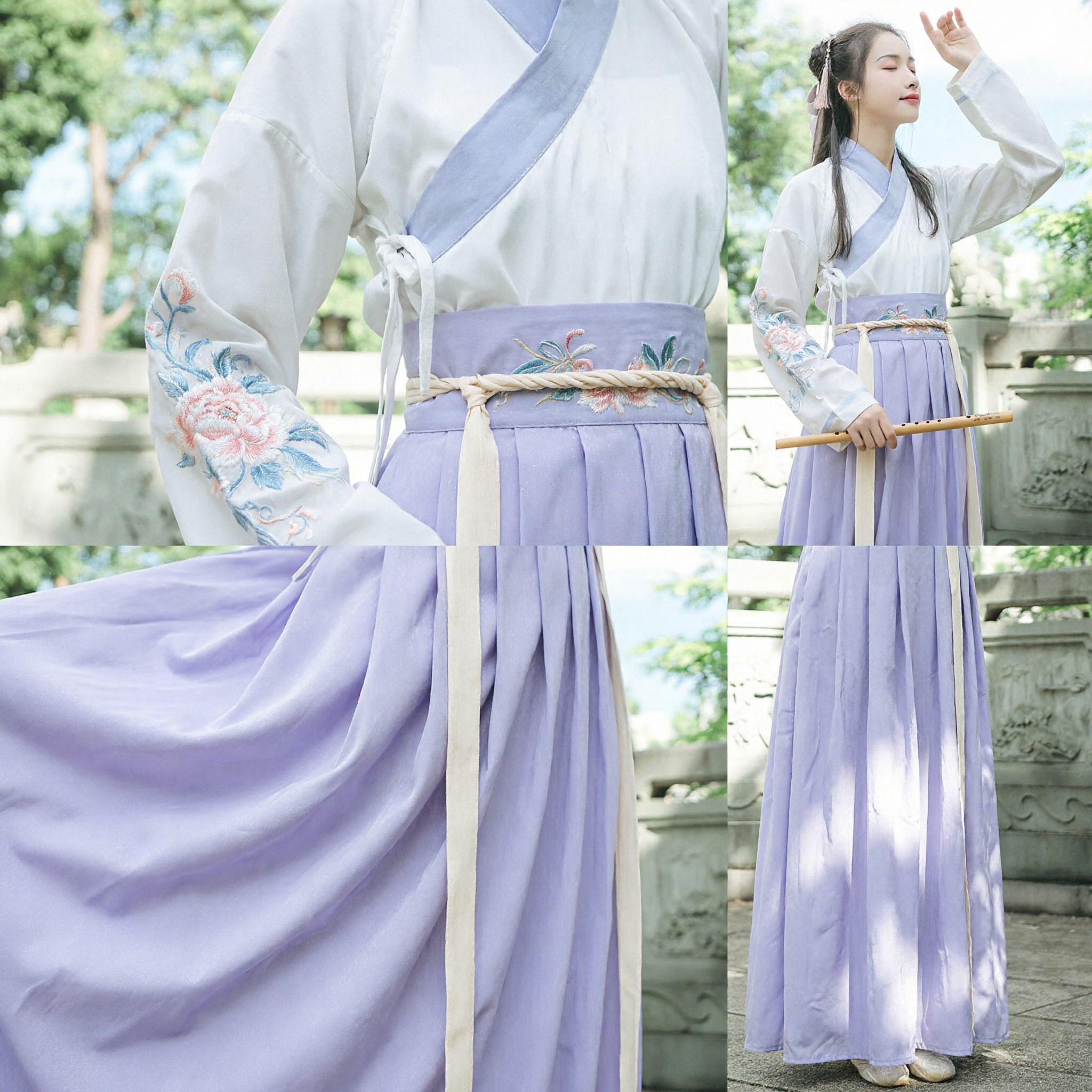 Ancient Chinese Fairy Hanfu Costume Purple Pleated Skirt Embroidered Top Traditional Clothing for Women