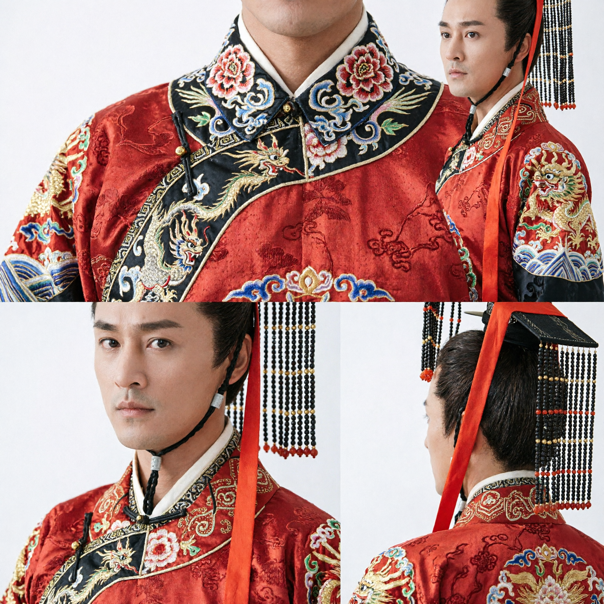 Ancient Chinese Emperor Crown Mian Guan Black Bead Headwear Traditional Hanfu Costume Accessories for Men Cosplay