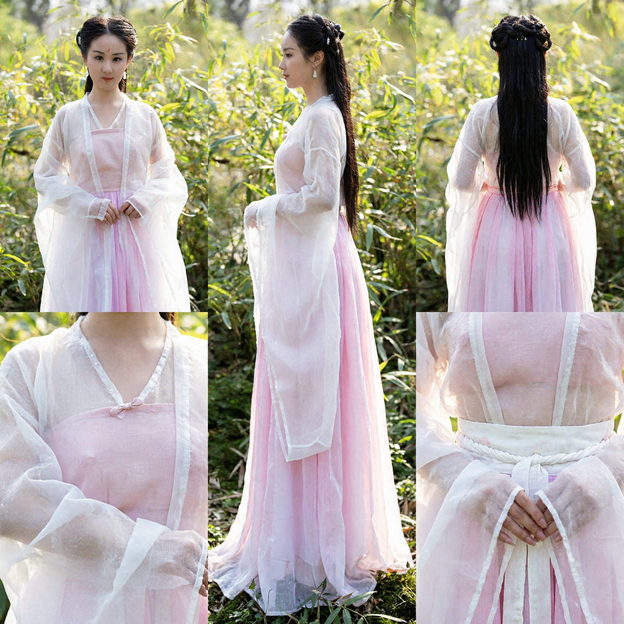 Women's Traditional Chinese Hanfu Costume Ancient Fairy Style Pink Gradient Dress for Cosplay and Performance