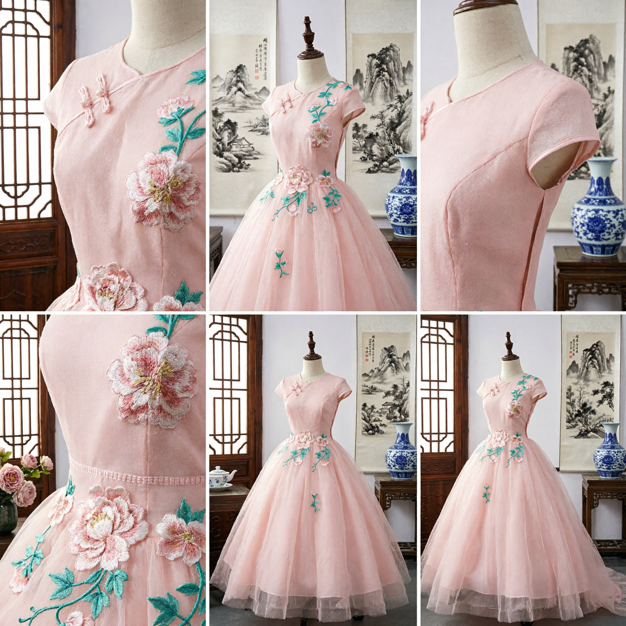 Elegant Pink Floral Embroidered Ball Gown Sleeveless Tulle Dress for Flower Girls and Formal Pageants