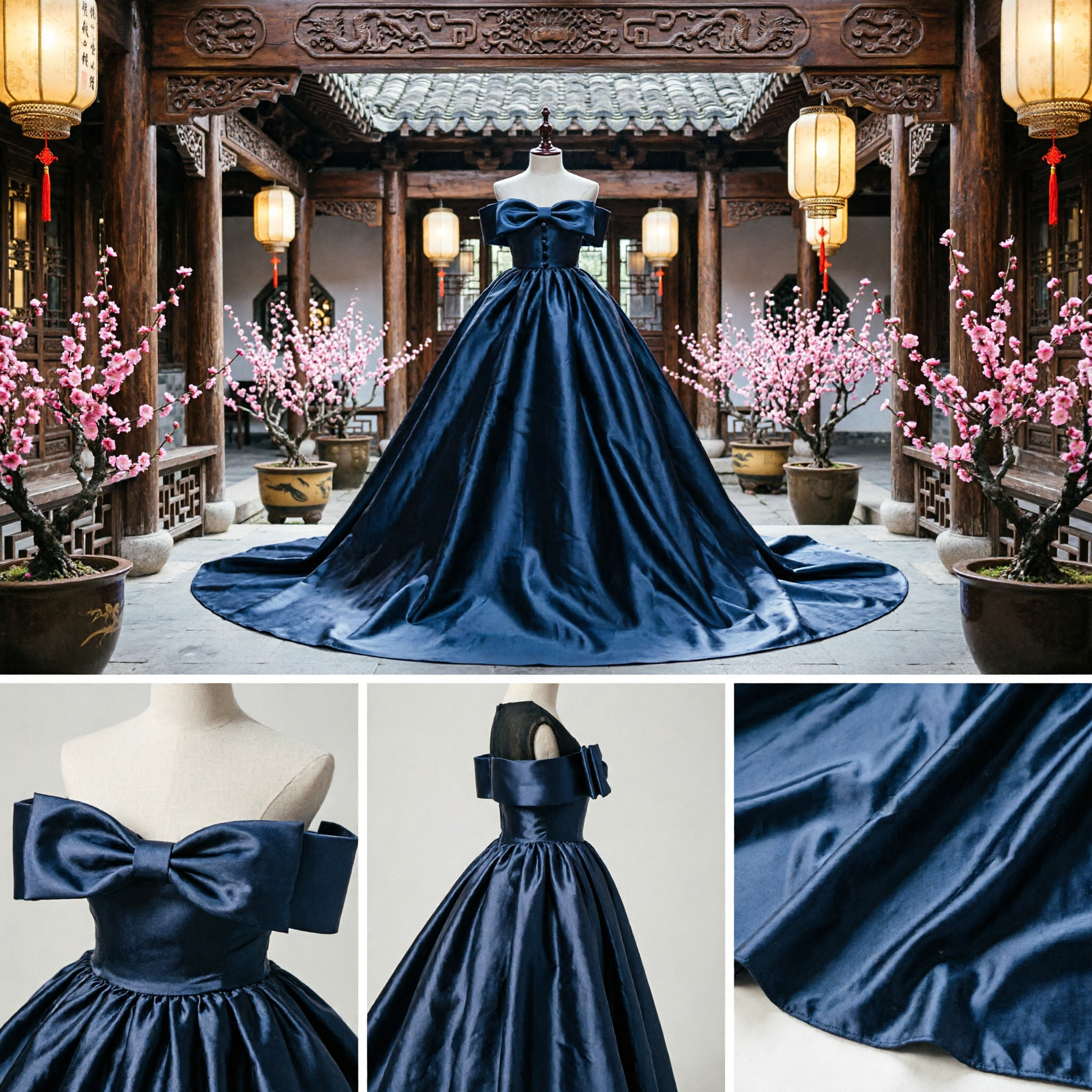 Elegant Black Off-Shoulder Satin Ball Gown with Long Train Formal Evening Dress for Prom and Parties
