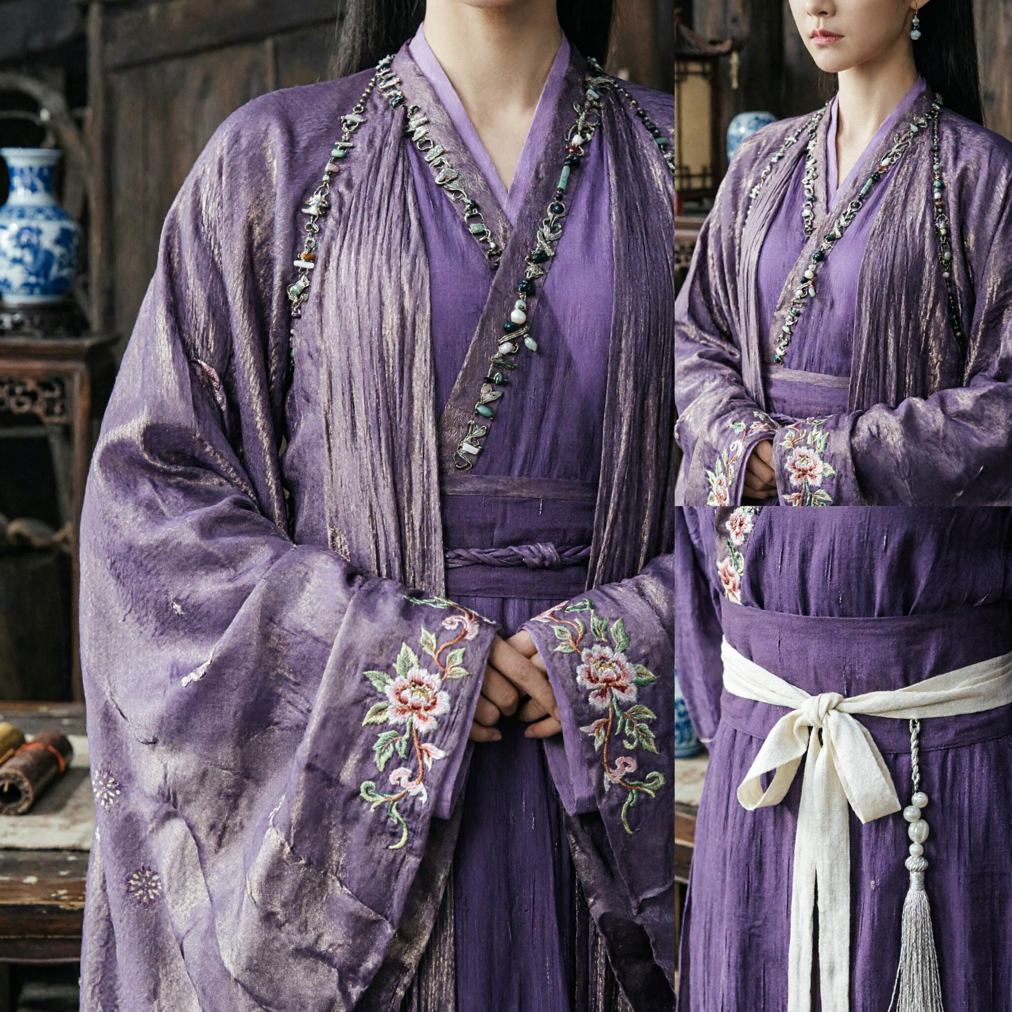 Traditional Purple Ancient Chinese Hanfu Costume Women Wuxia Swordswoman Fantasy Dress for Cosplay and Performance