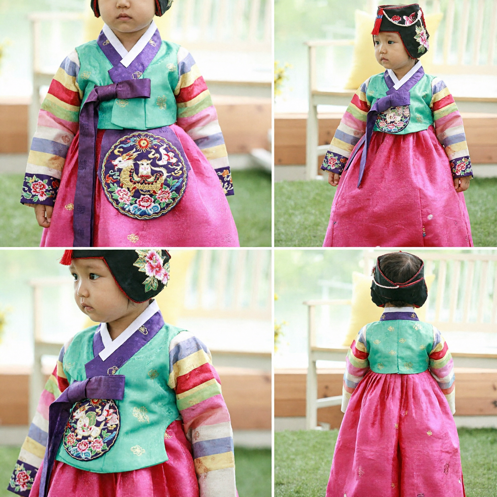 Traditional Korean Hanbok Baby Girl Dress Rainbow Saekdong Top Pink Skirt Doljanchi First Birthday Costume