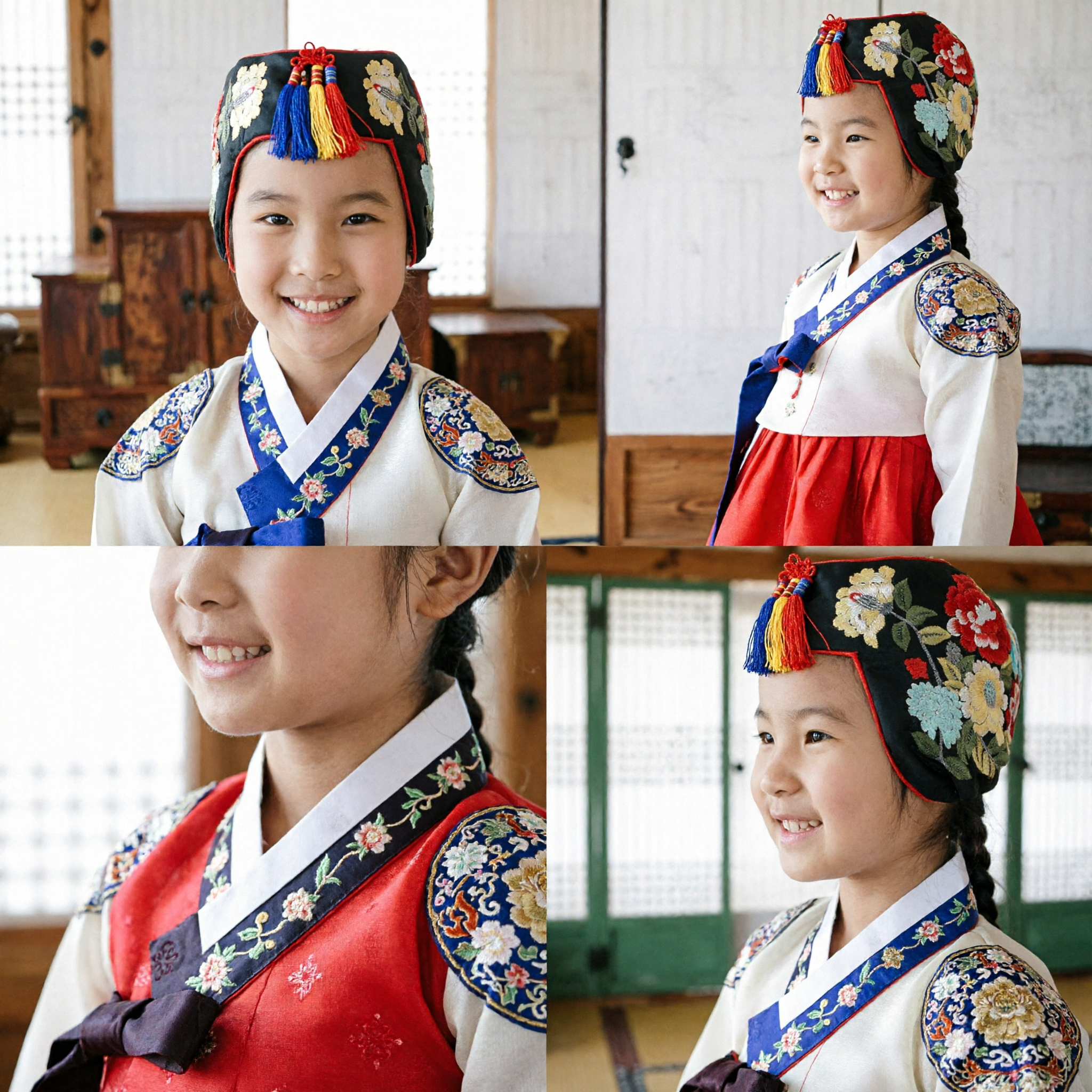 Traditional Chinese Kids Hanfu Headwear Black Embroidered Peony Flower Cap with Tassel for Girls Ancient Costume