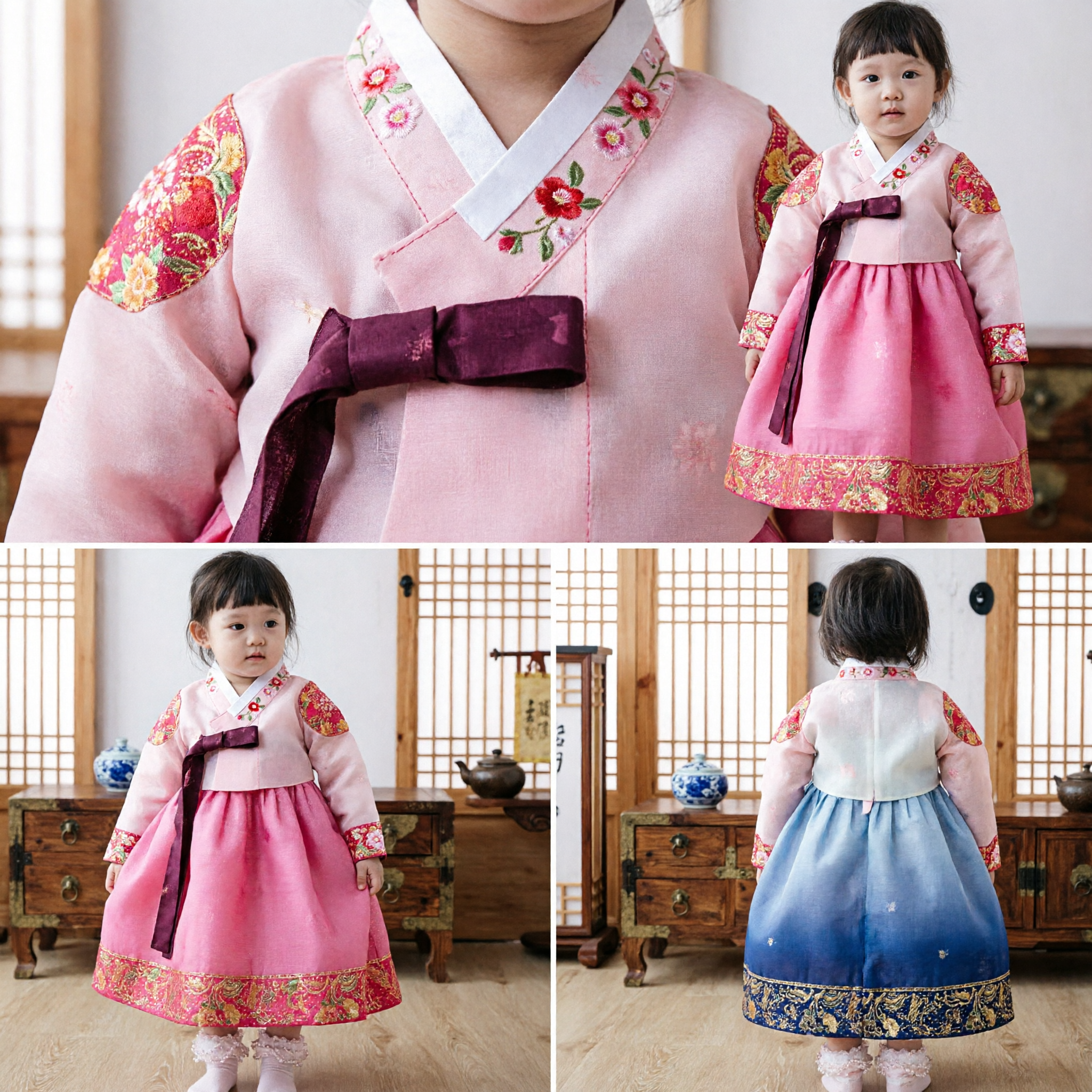Traditional Chinese Pink Hanfu Dress for Toddler Girls Floral Embroidery Tang Suit Lunar New Year Clothing