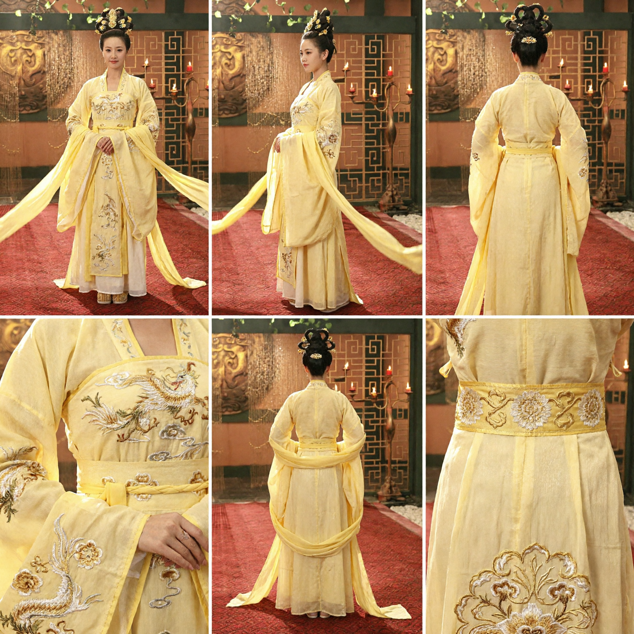 Ancient Chinese Yellow Hanfu Dress Tang Dynasty Palace Lady Dancing Costume for Women Stage Performance