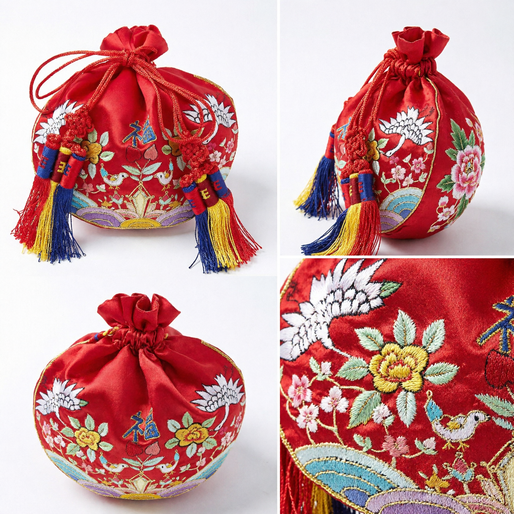 Traditional Chinese Red Silk Embroidered Baby Hat with Tassels for Lunar New Year Full Moon Celebration