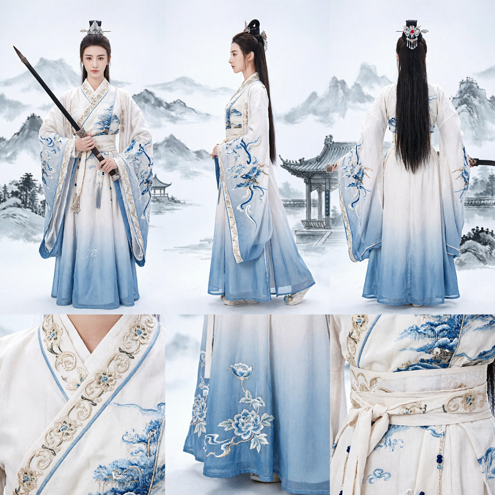 Elegant Ancient Chinese Wuxia Swordswoman Hanfu Costume Traditional Martial Arts Outfit for Women Cosplay