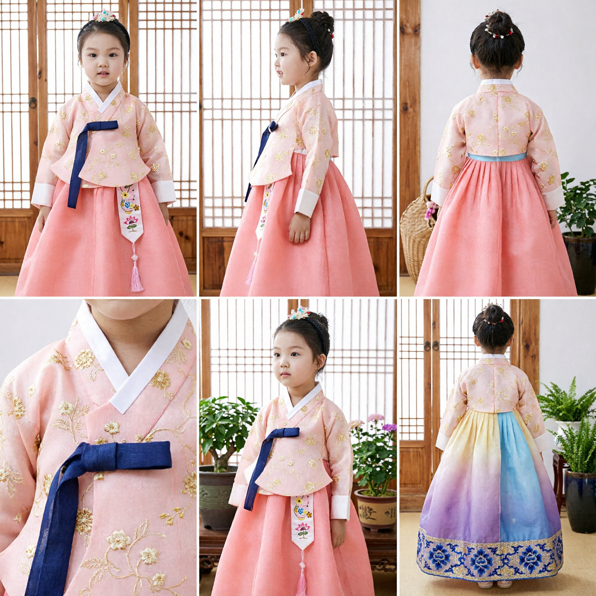 Elegant Pink Traditional Korean Hanbok Dress Set for Young Girls Perfect for Holidays and Celebrations